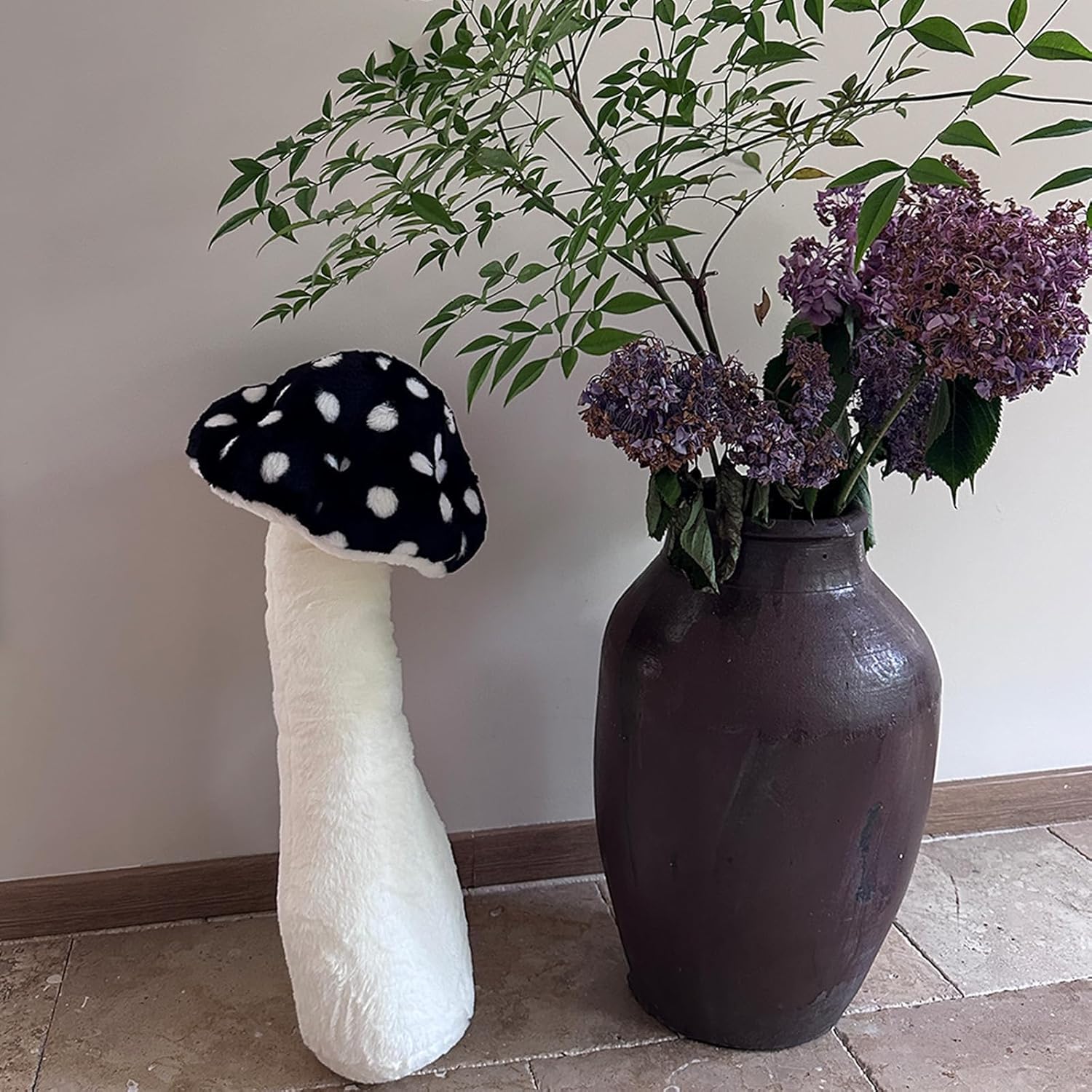 Hofun4U Mushroom Plush Pillow - 30 Inch Black