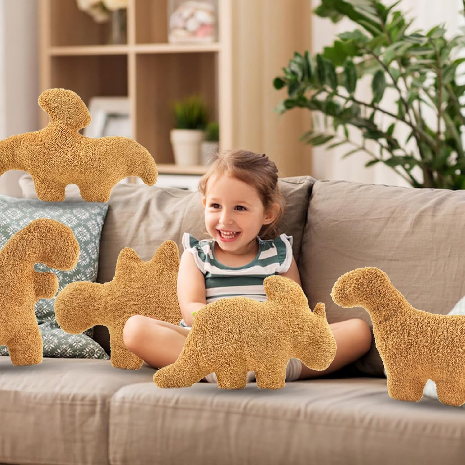 Dino Nugget Plush Pillow Funny Birthday Gift for Kids and Teens