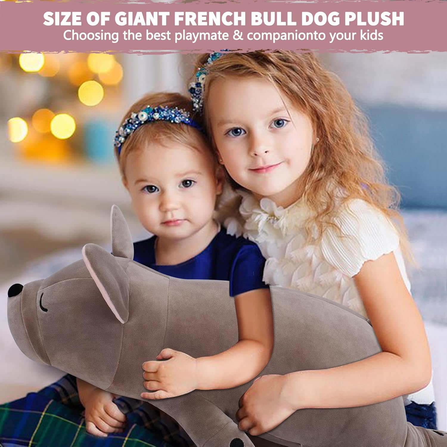 Auspicious Beginning 30 Inch Giant French Bulldog Plush Stuffed Animal