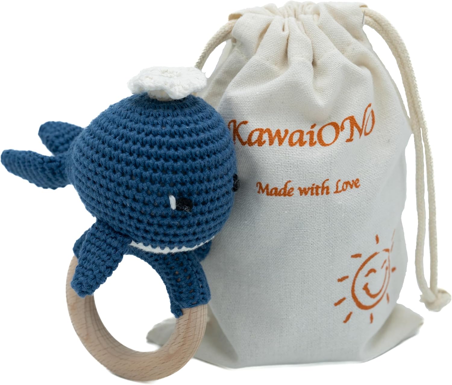 Handmade Cotton Crochet Blue Whale Rattle