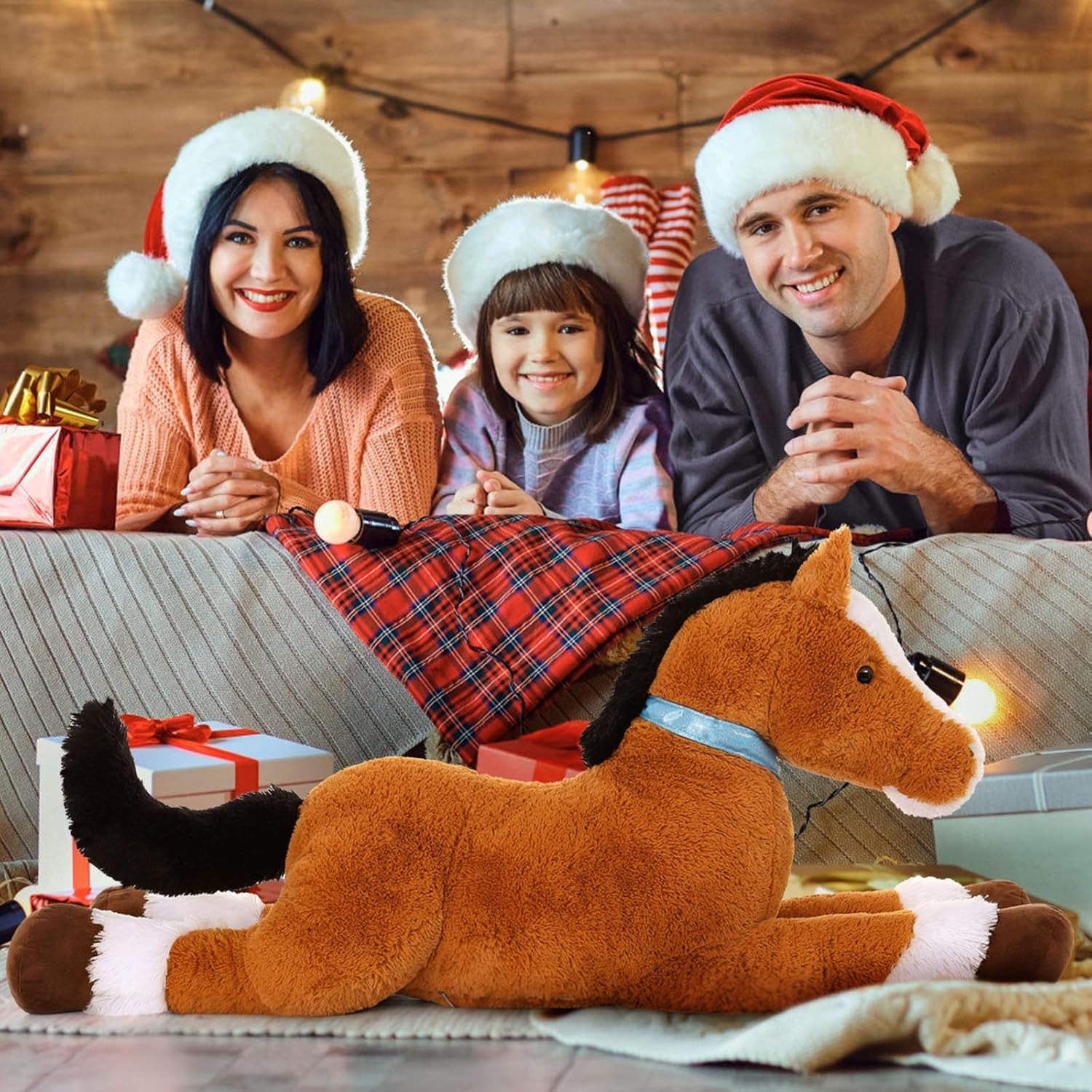 MaoGoLan 33-Inch Brown Plush Horse Pillow Toy