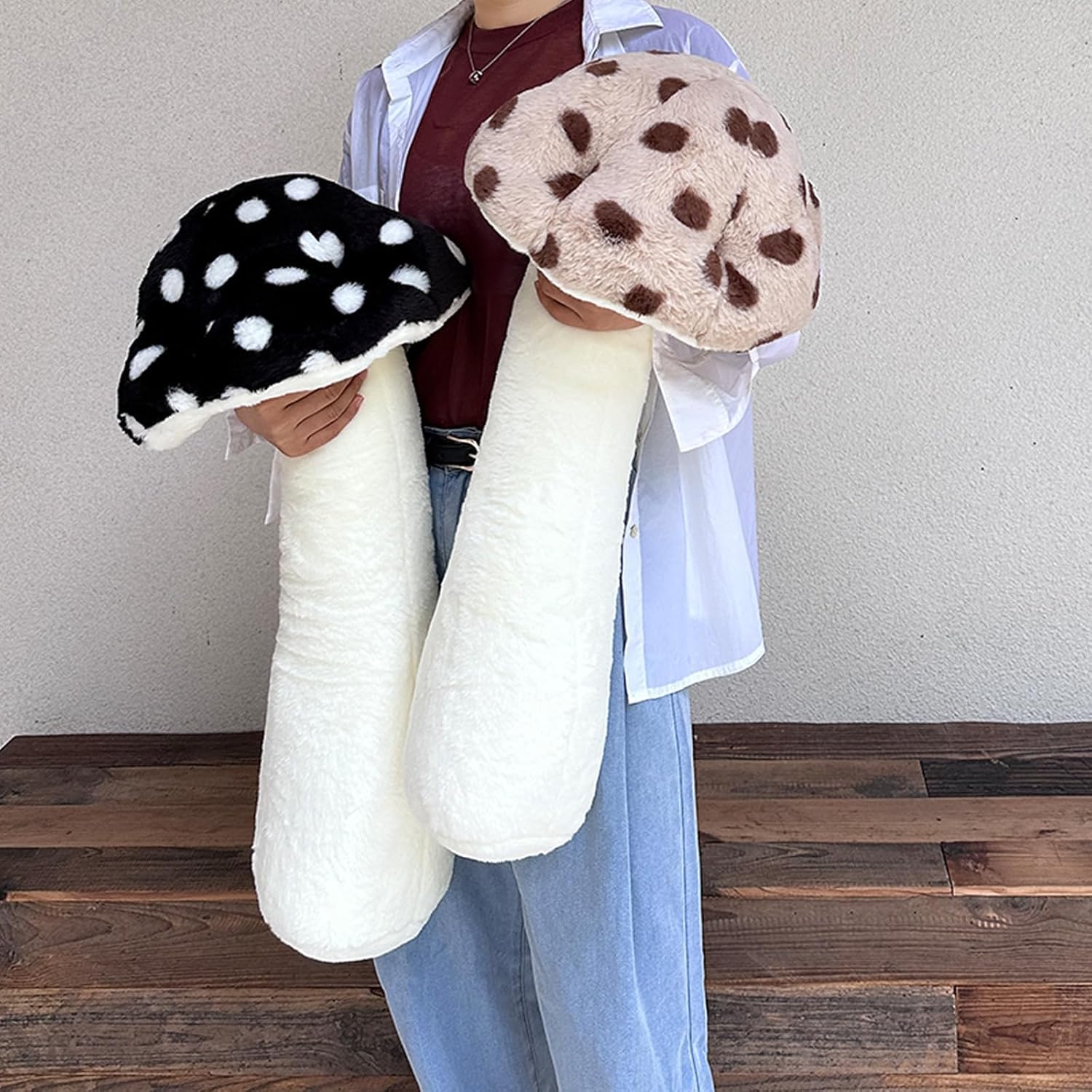 Hofun4U Mushroom Plush Pillow - 30 Inch Black