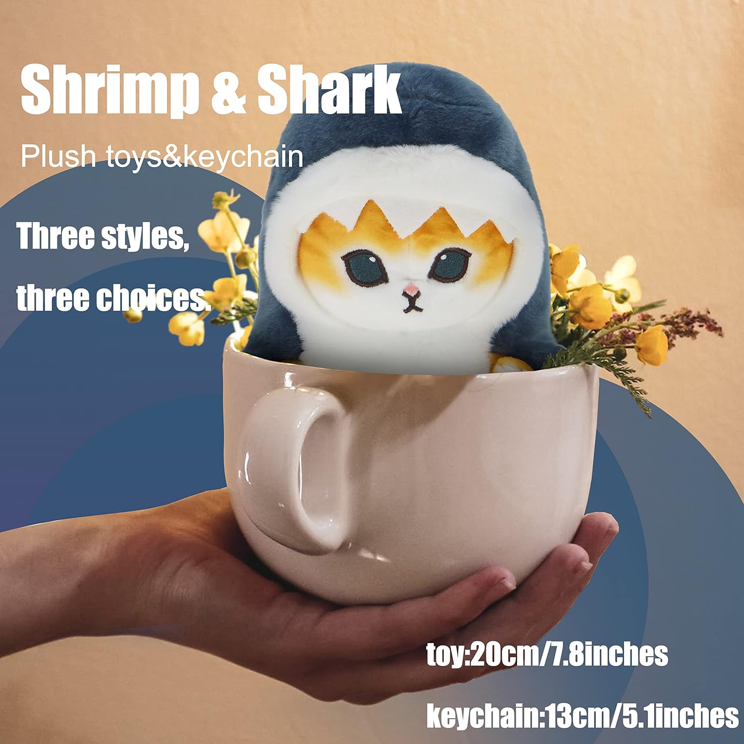 CNAANA Kawaii Shark Cat Plush Toy 20cm Soft Pillow for Kids