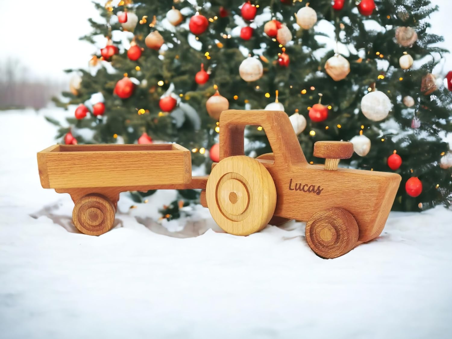 Personalized Wooden Tractor Toy For Boys - Farm Playset