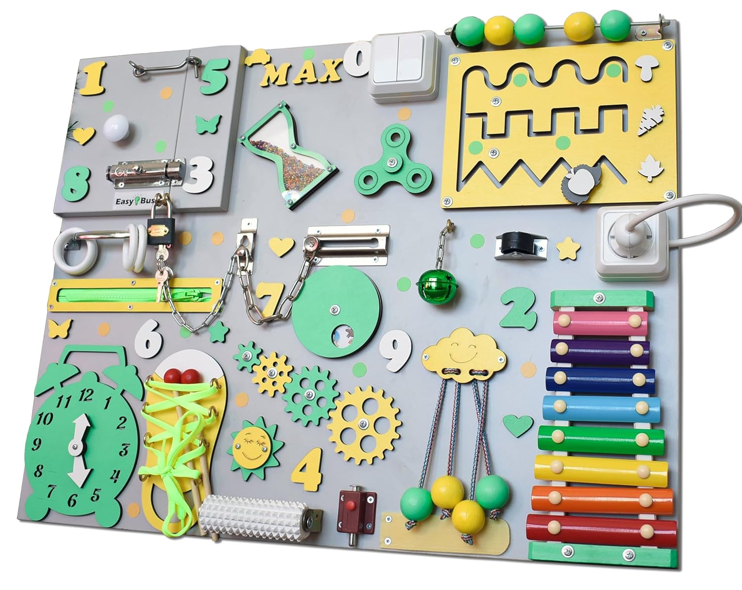 EasyBusy4kids Montessori Busy Board for 1-3 Year Olds