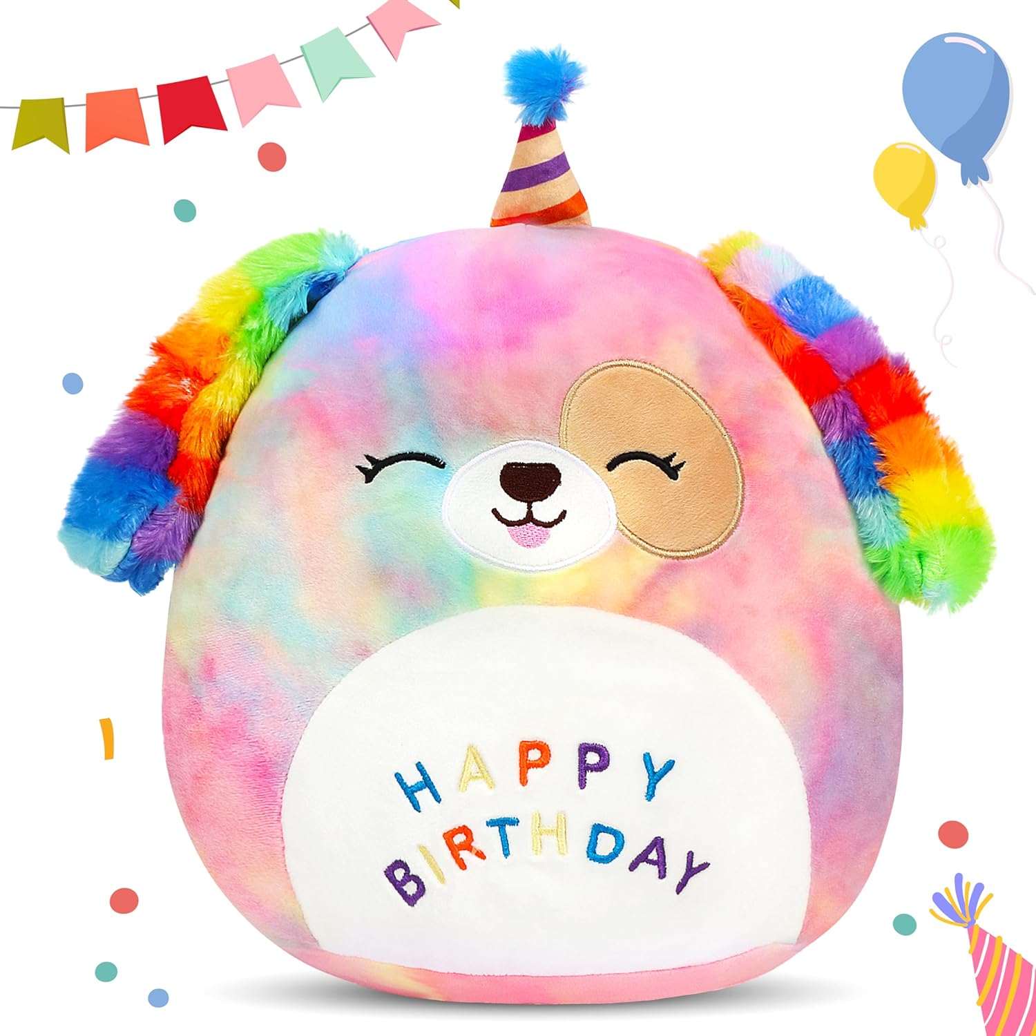 Easfan 12 Rainbow Birthday Dog Plush Pillow 1