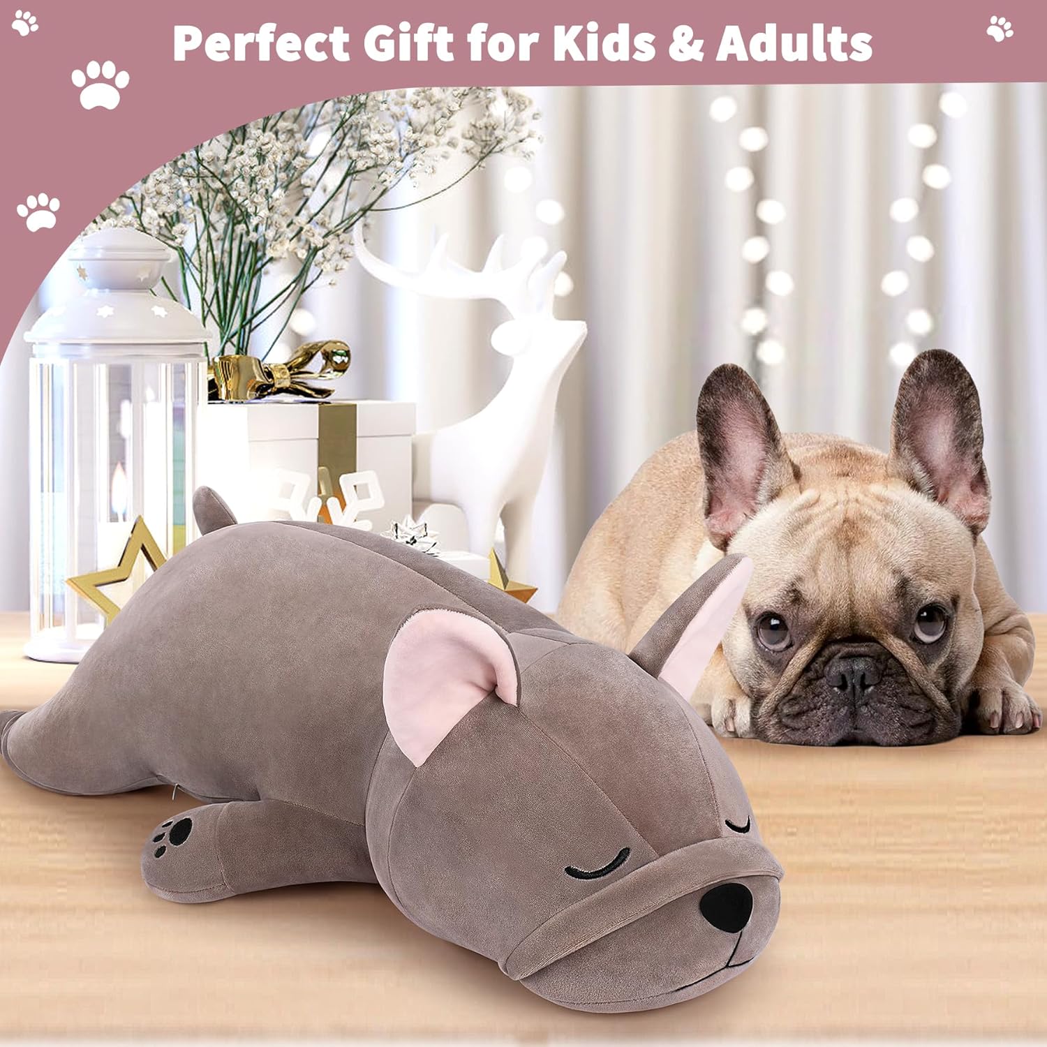 Auspicious Beginning 30 Inch Giant French Bulldog Plush Stuffed Animal