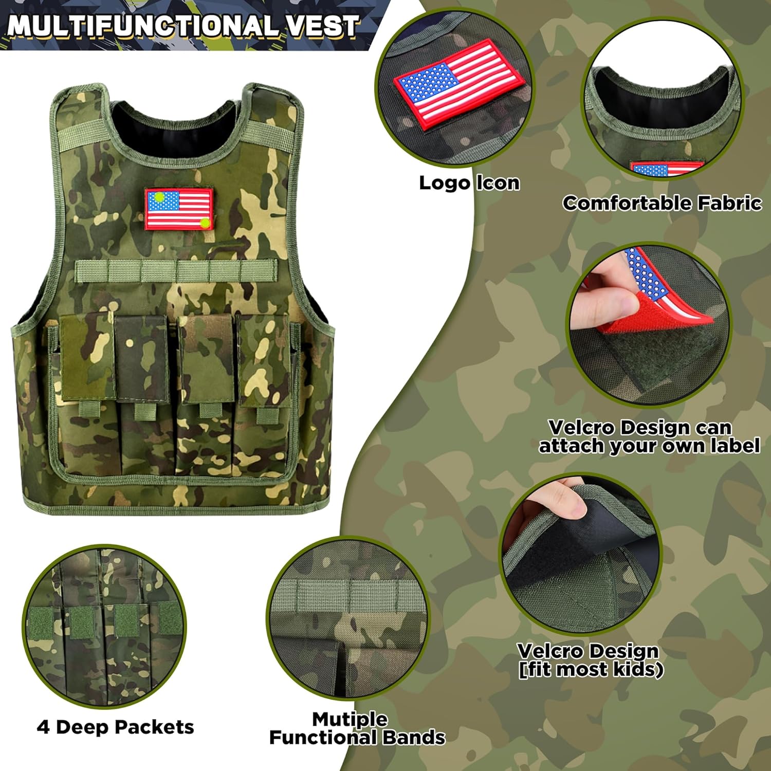 Metemot Kids Army Costume Set for Halloween