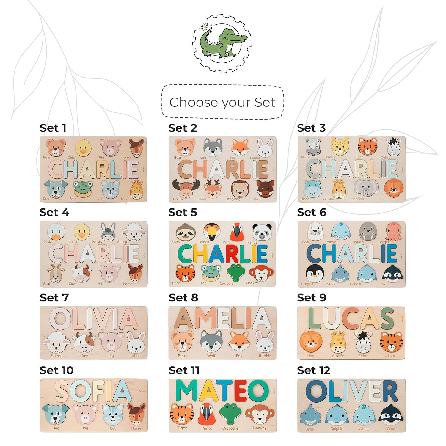 Personalized Name Puzzle with Animal Figures