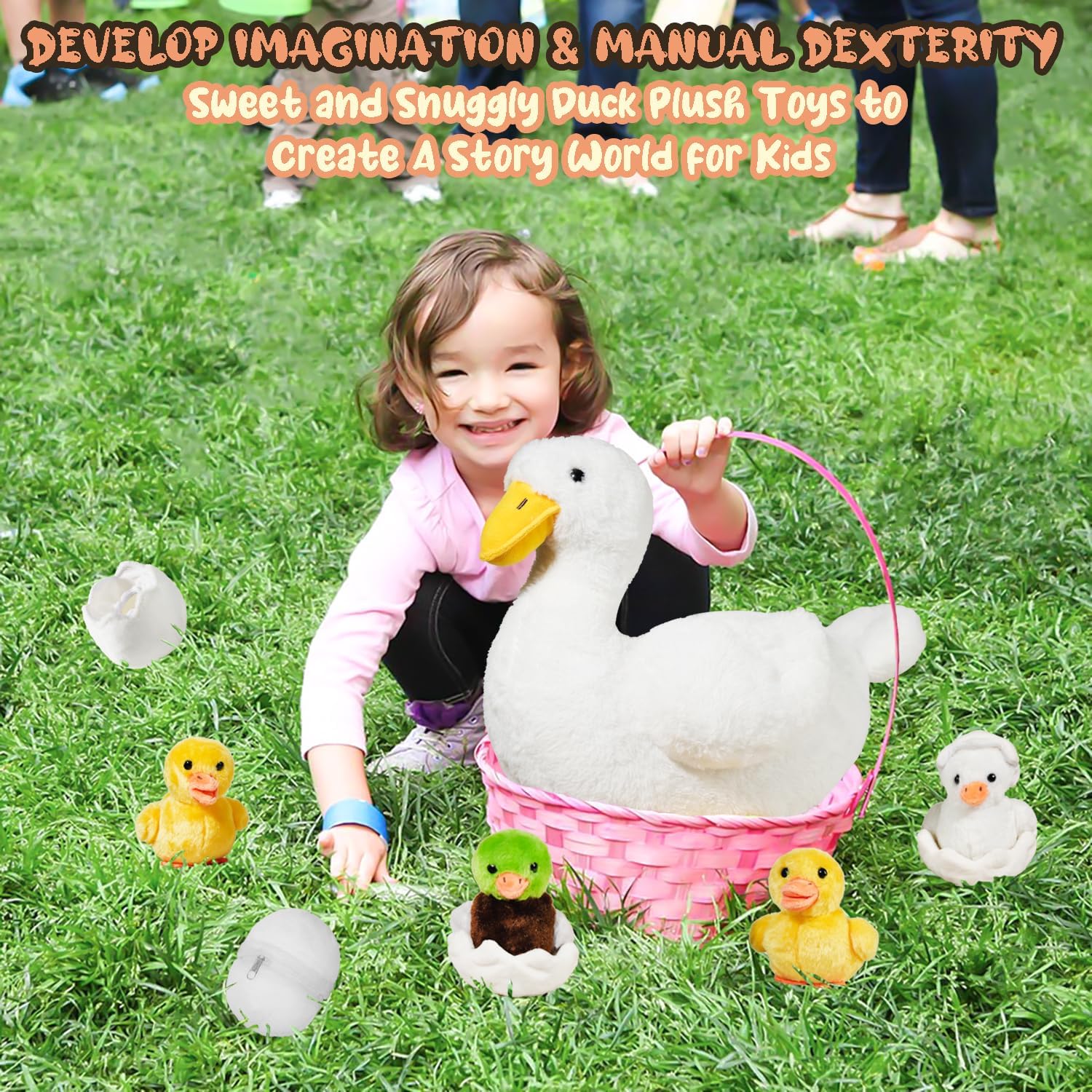 7-in-1 Funny Duck Plush Toy with Zippered Belly