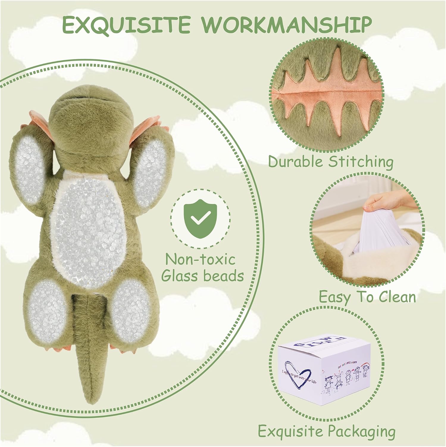GILFWM Weighted Dino Plush Toy Pillow 5 lbs Ultra-Soft