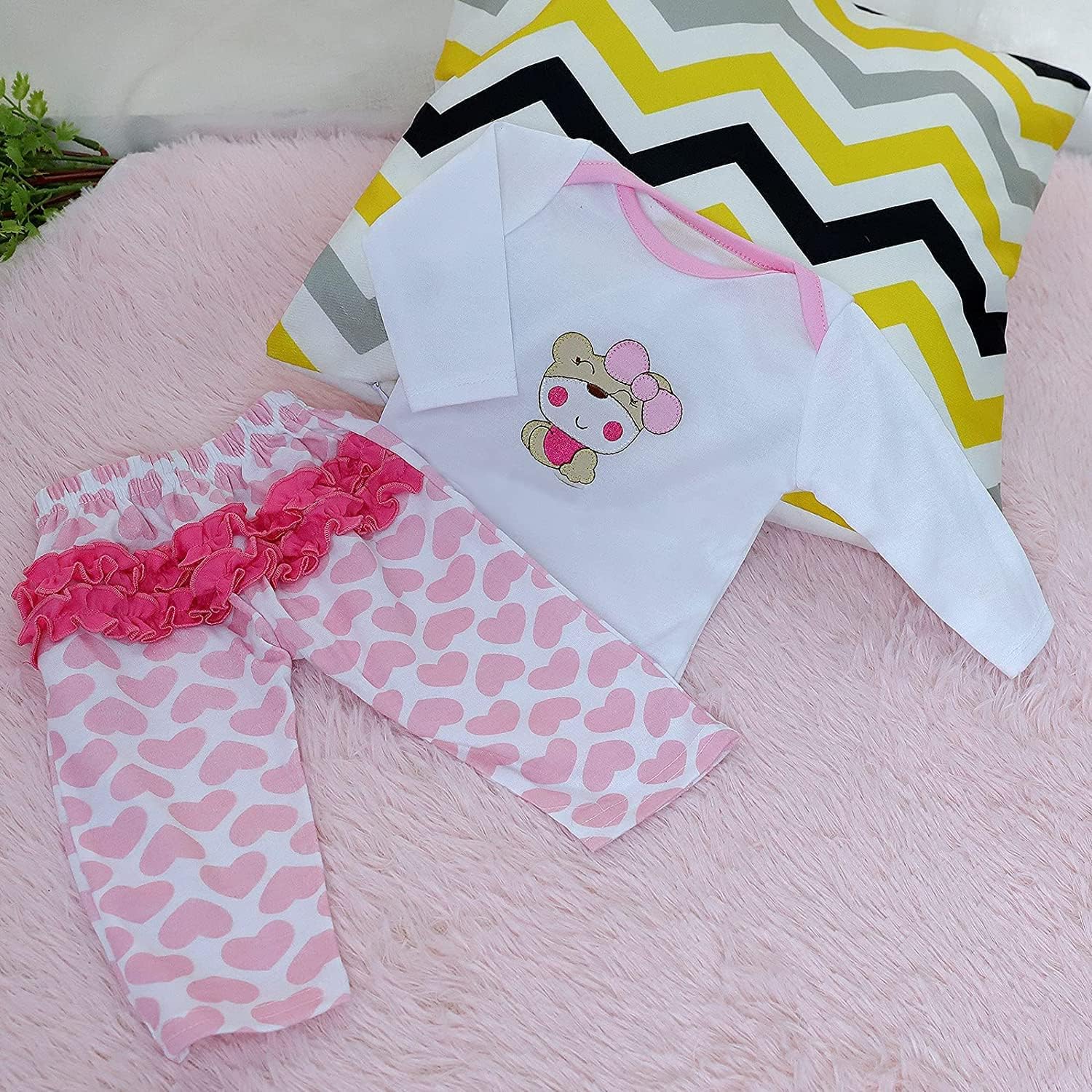 OYESY Reborn Baby Doll Pink Outfit 4pcs Set