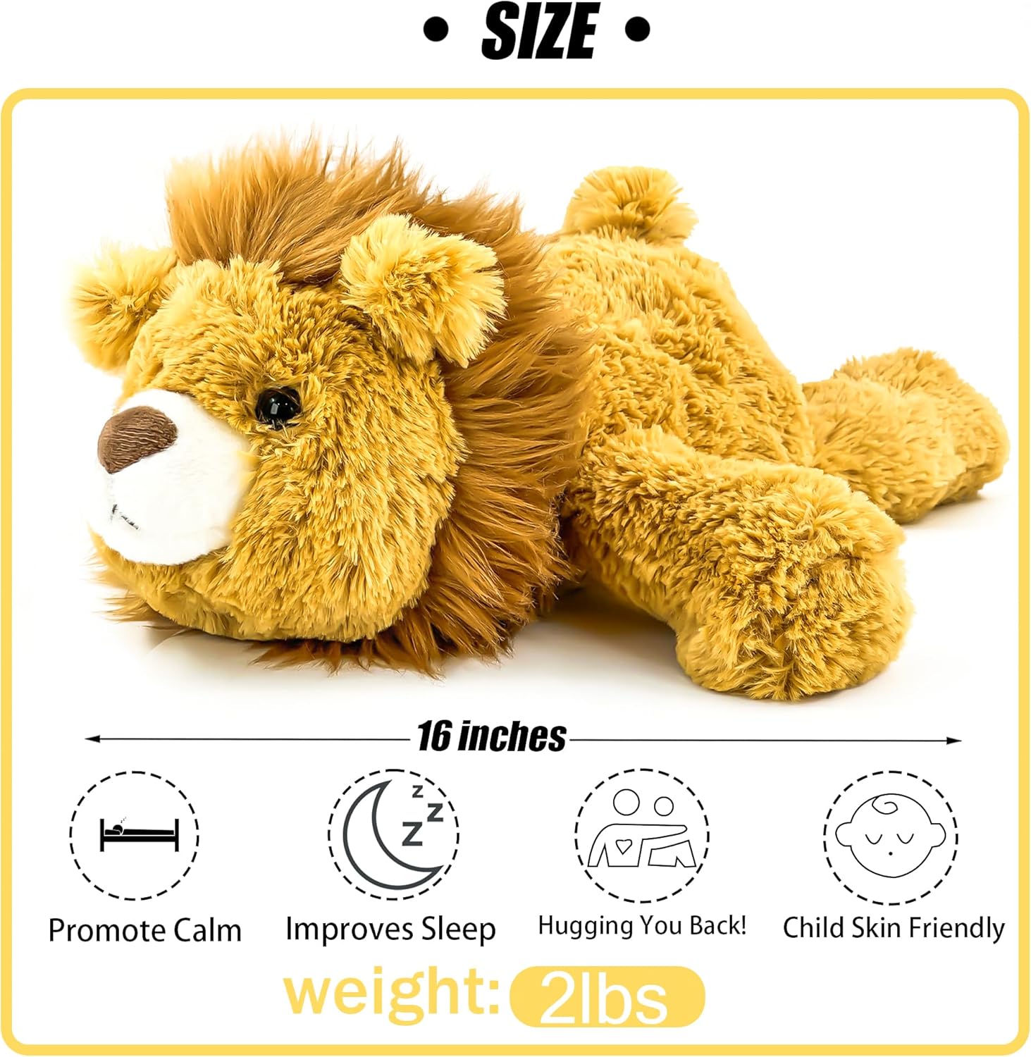 YOUBLEK 16 Weighted Lion Plush Toy for Kids Adults