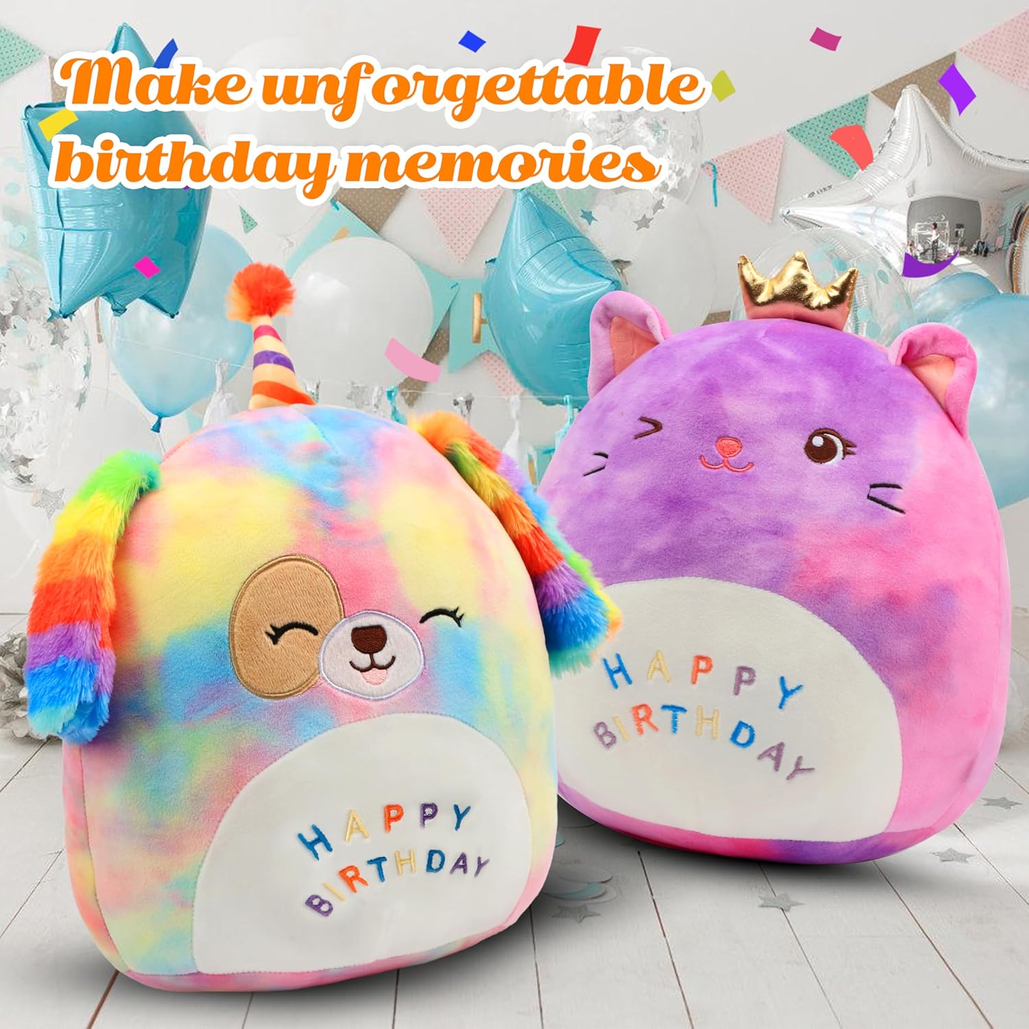 Easfan 12 Rainbow Birthday Dog Plush Pillow 1
