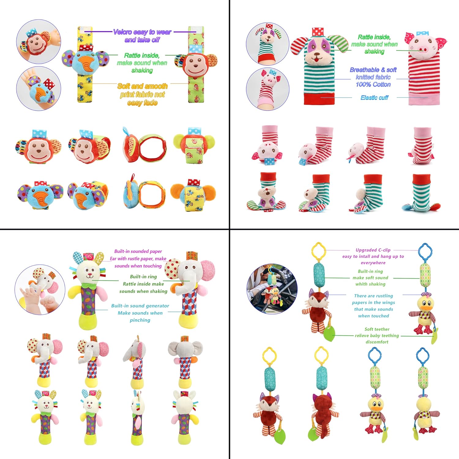 BLOOBLOOMAX Wrist Rattle Sock Set 12pcs Baby Toy