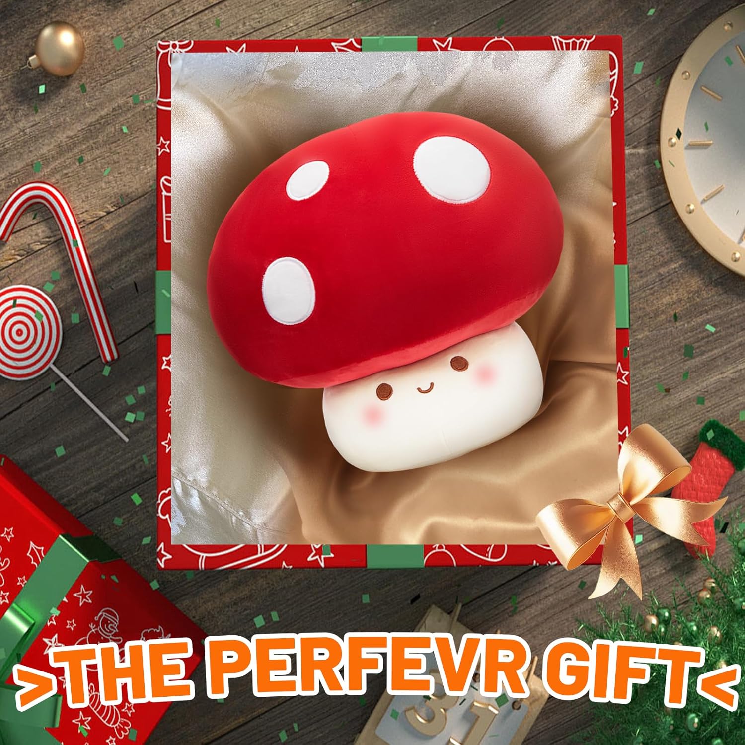 Yulefly 9-Inch Mushroom Pillow Plush - Cute Stuffed Animal Decor