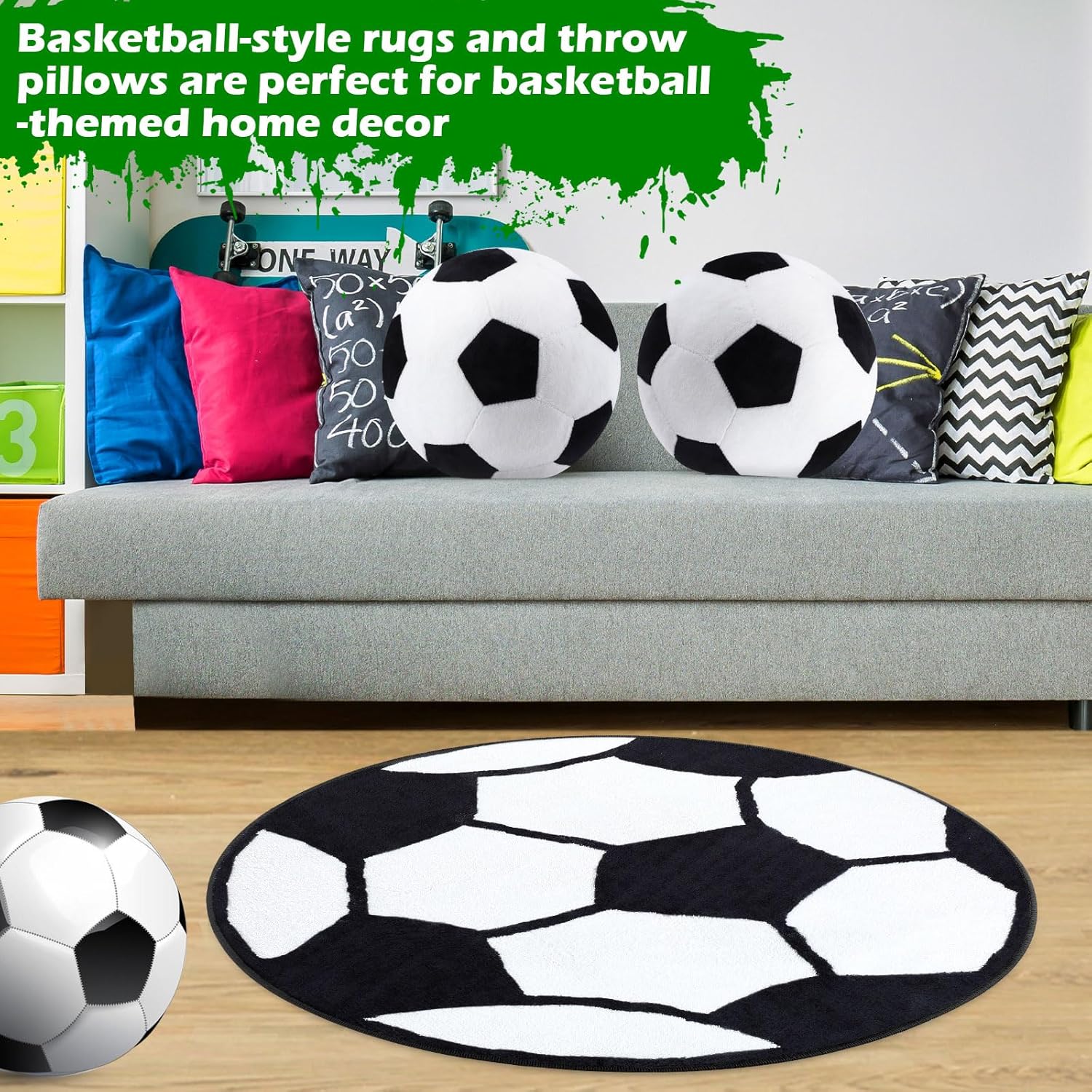 Nuanchu Soccer Plush Pillows and Rug Set