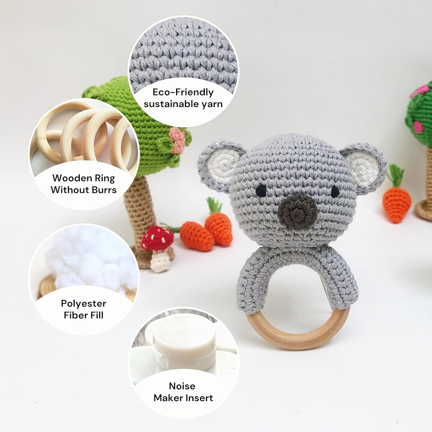 Bunny - Handmade Woolen Rattle for Toddlers Koala Design