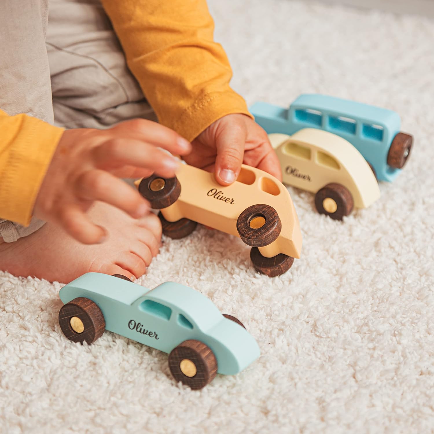 Personalized Wooden Toy Car Set of 3
