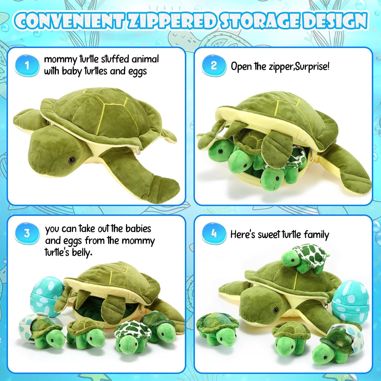 Aoriher 6 Piece Turtle Plush Animal Set