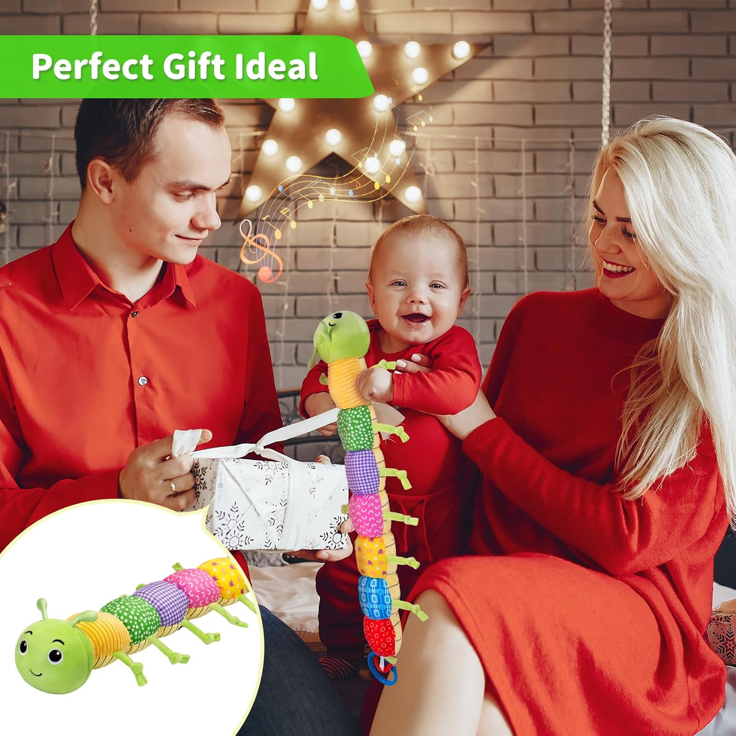 PADONISE Musical Plush Stuffed Animal Toy for Newborns 0-12 Months