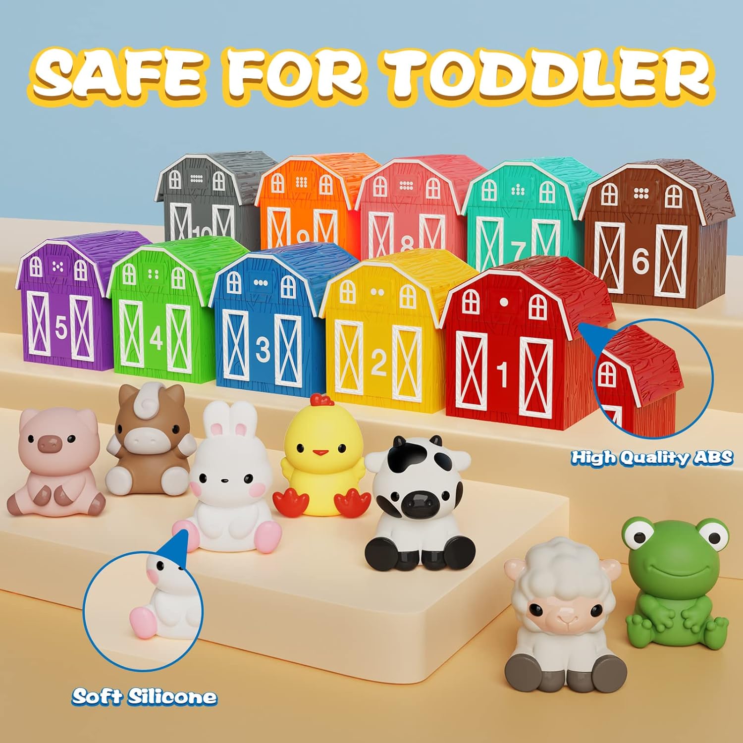 AuroTops Farm Animals Learning Toy Set for 1-3 Year Olds