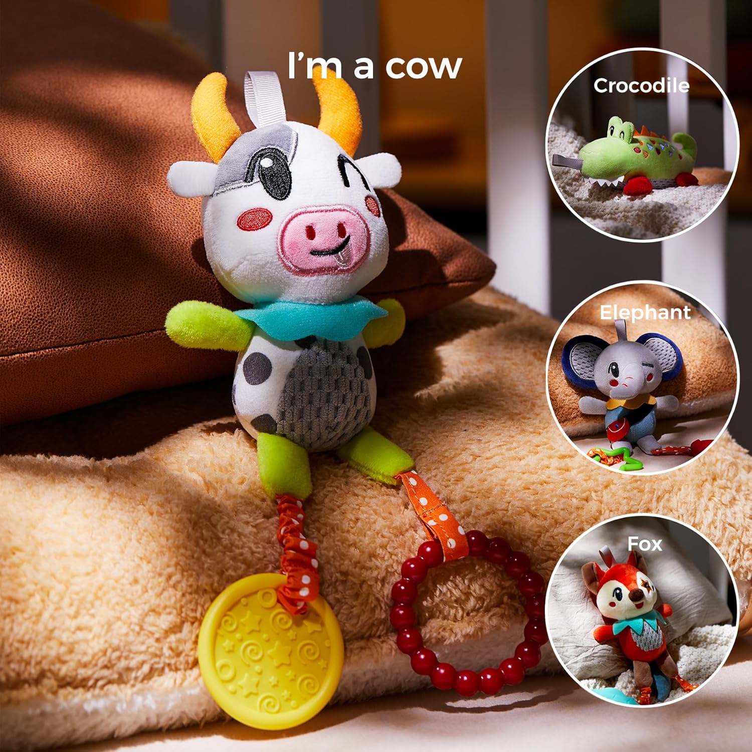 TUMAMA 4 Pack Baby Sensory Plush Toys