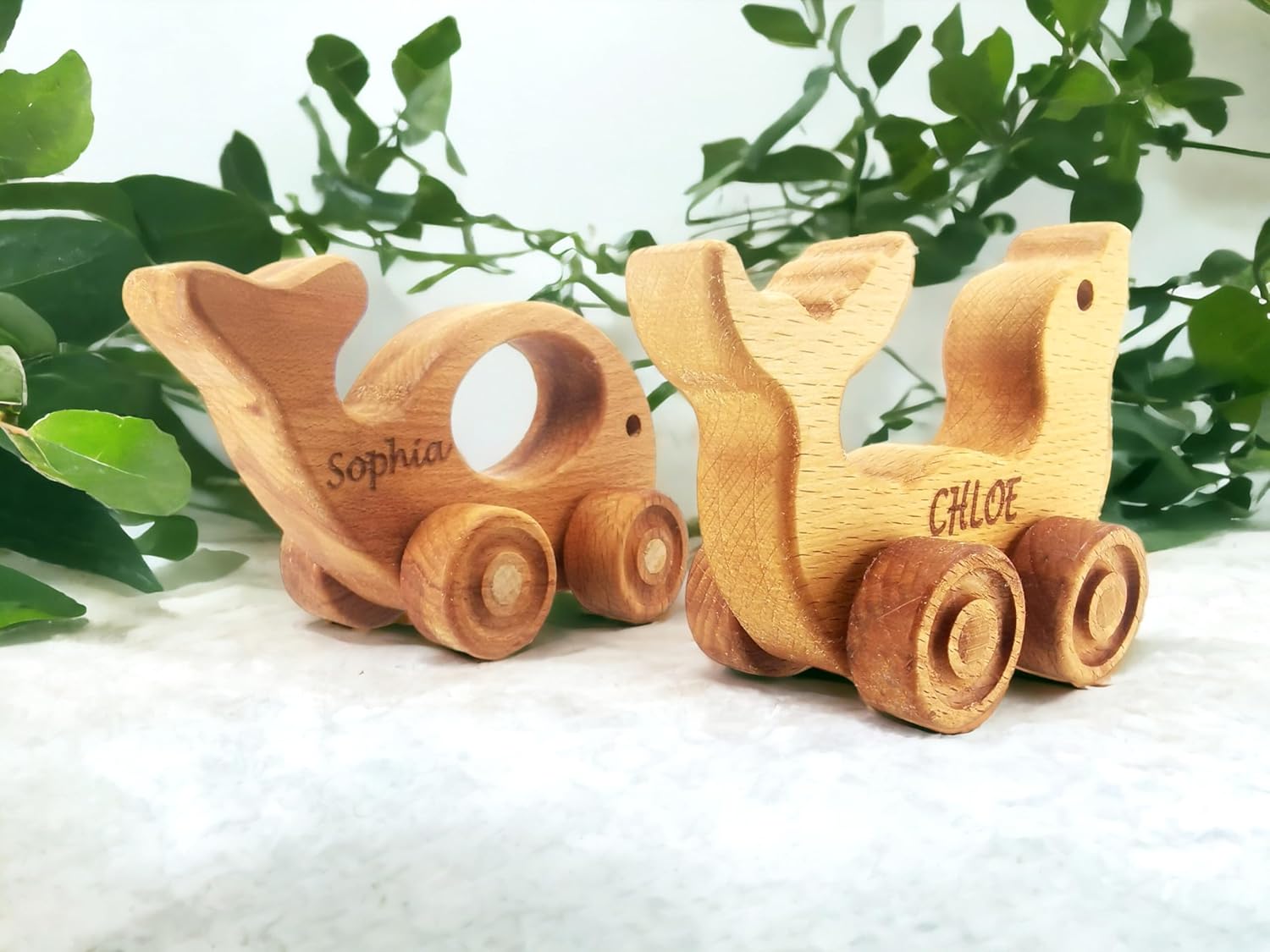 Personalized Wooden Animal Push Toy for Baby