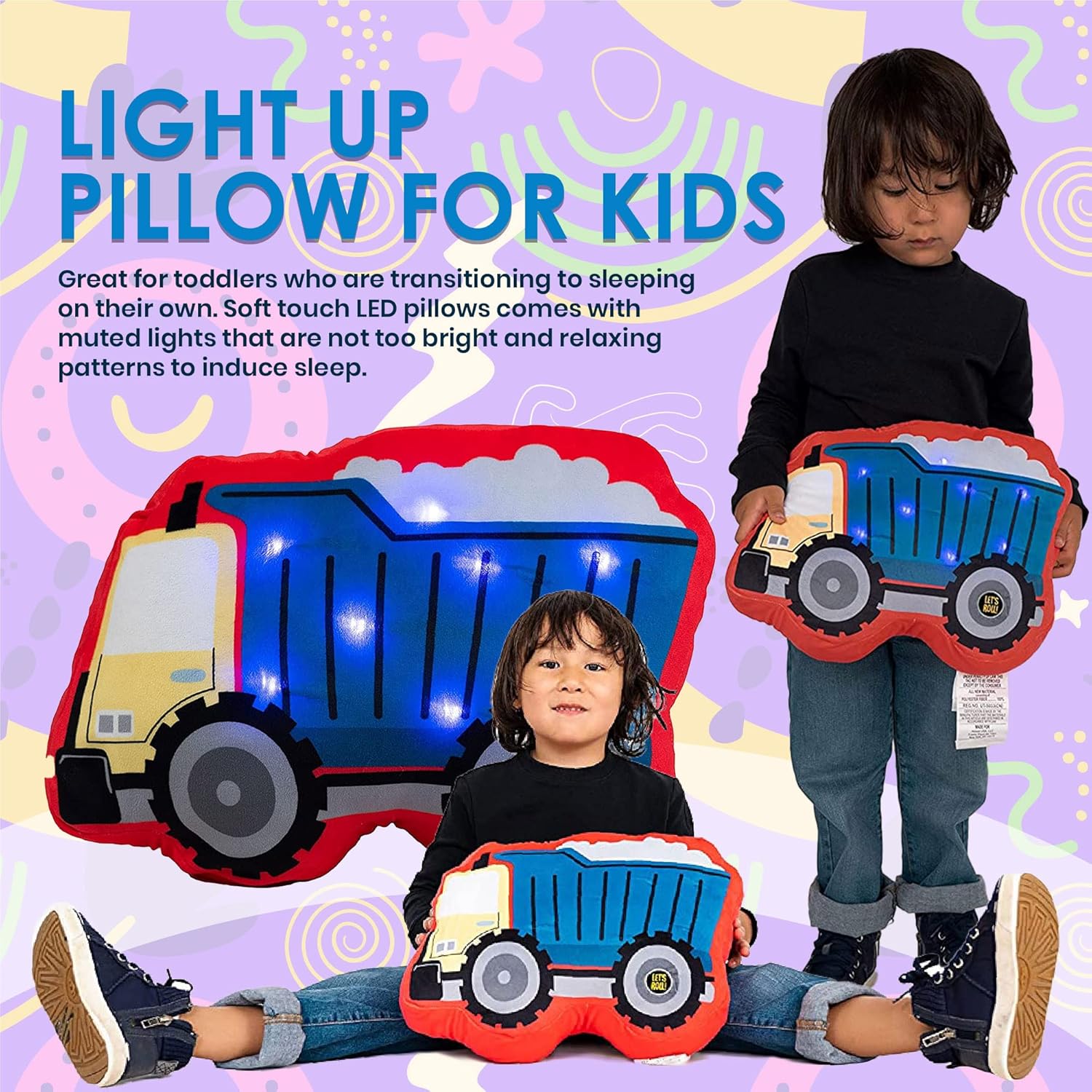 Unicorns Robots Light Up Pillow for Kids