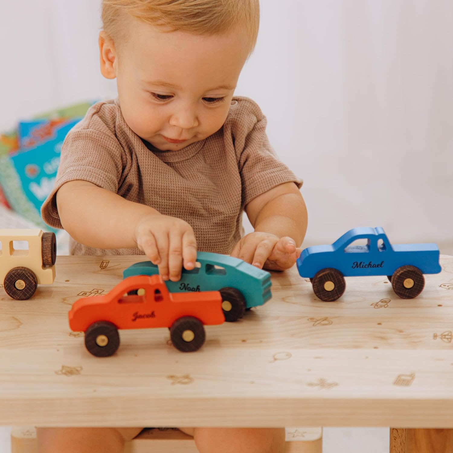 Personalized Wooden Toy Car Set of 3
