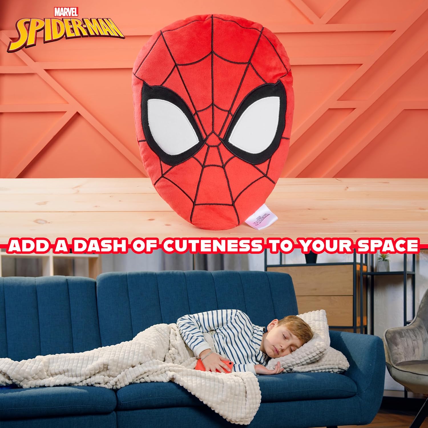 Disney 3D Plush Pillow for Kids - Red Spiderman Design