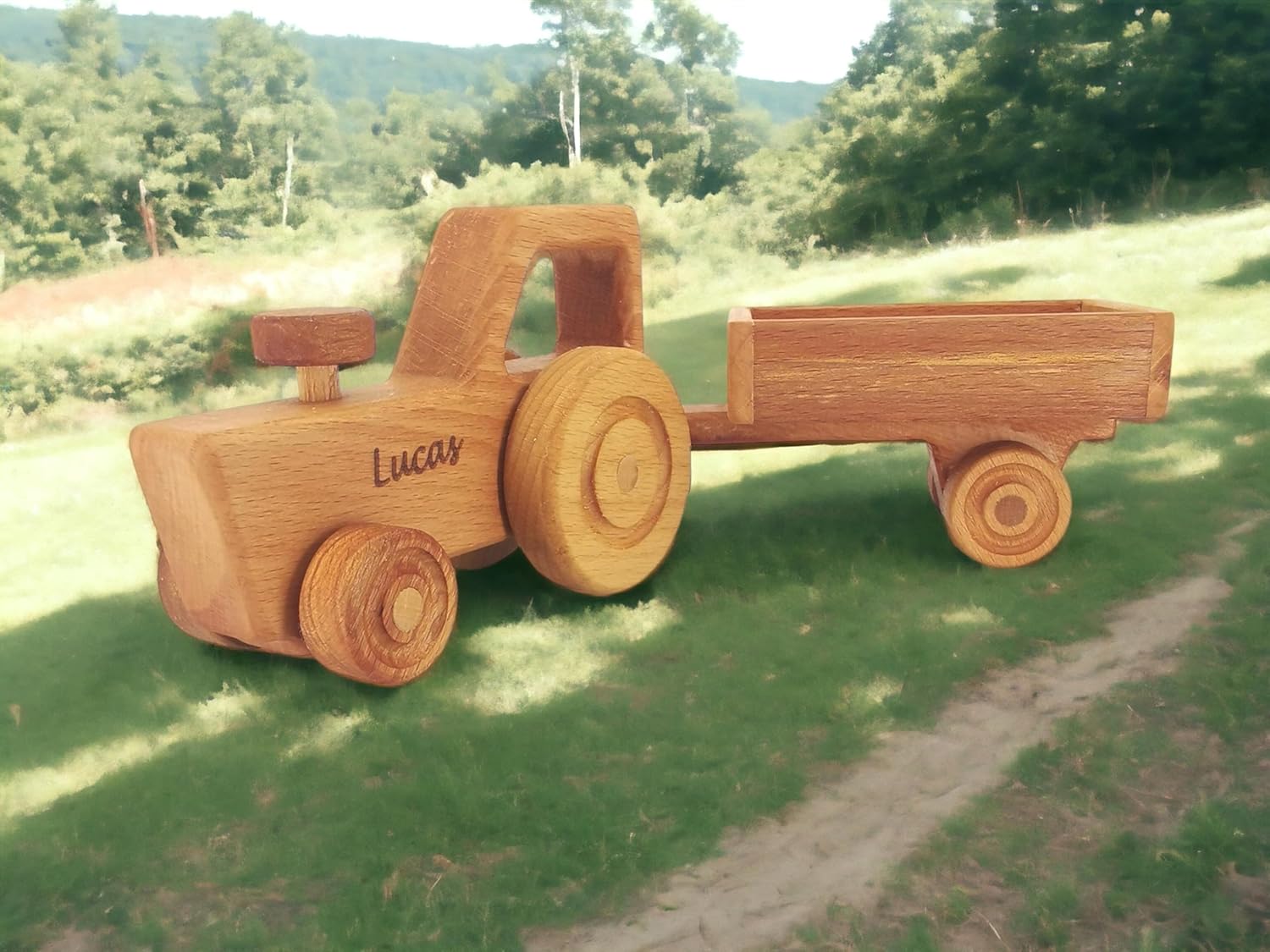 Personalized Wooden Tractor Toy For Boys - Farm Playset