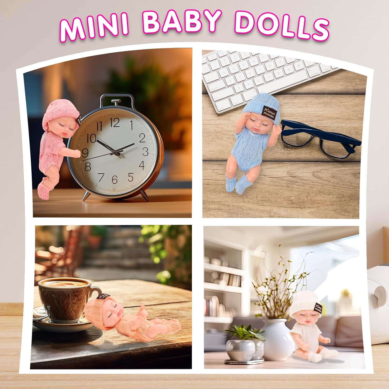 4 Inch Realistic Baby Dolls with Animal Clothes 4PCS