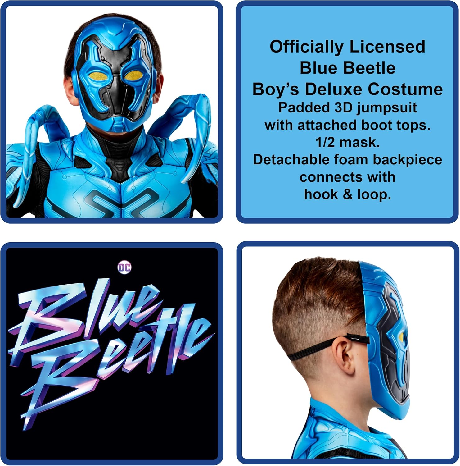 Rubies Boys DC Deluxe Blue Beetle Costume Jumpsuit and Mask