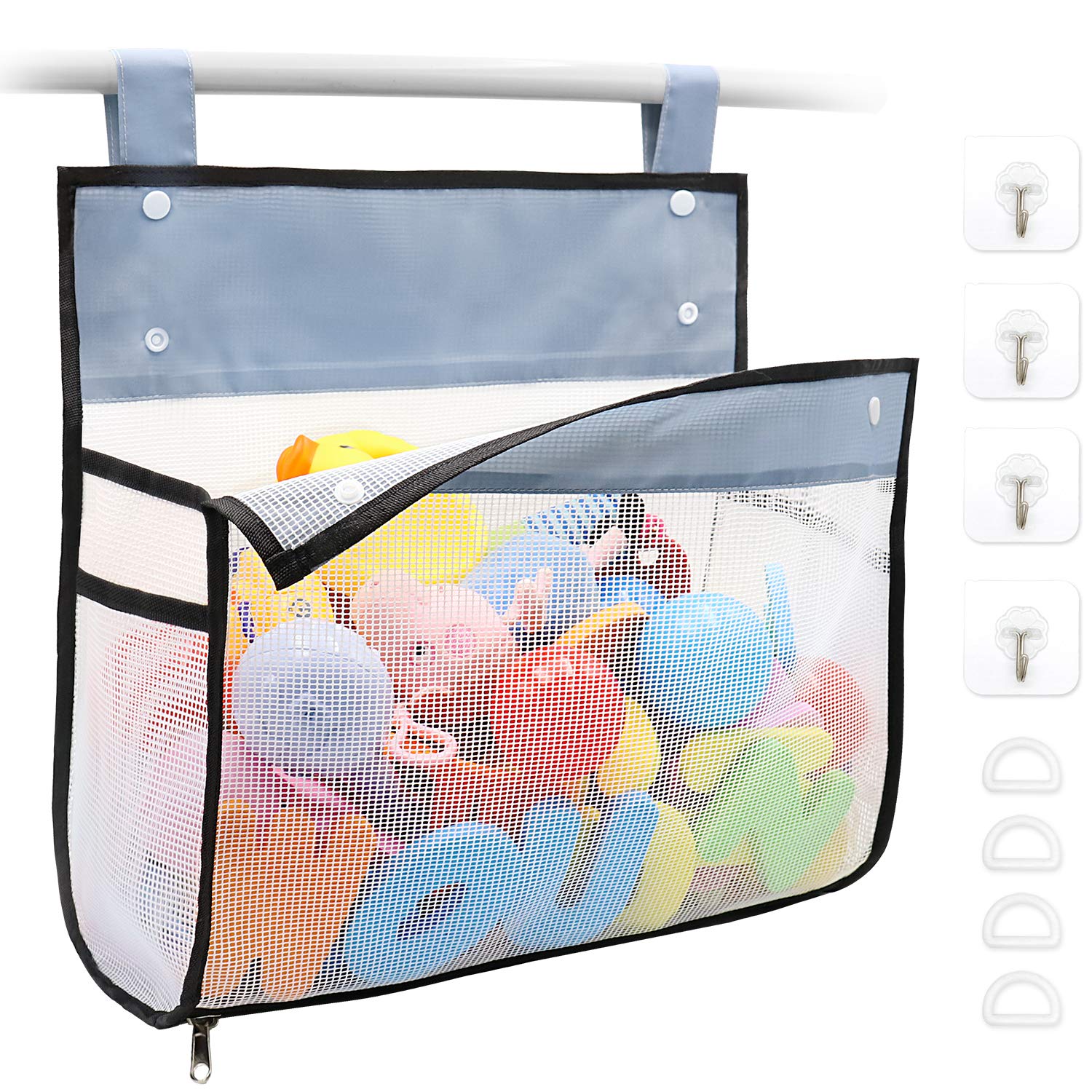Muchfun Bath Toy Organizer With Hooks and Zipper