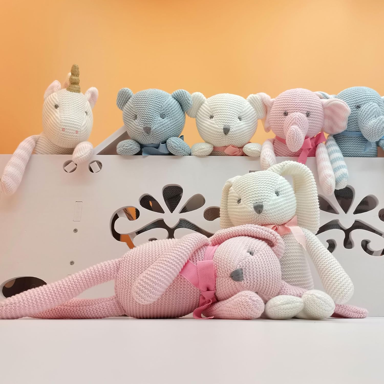 FLUFFYFUN Organic Baby Toys Blue Elephant 71 Inch