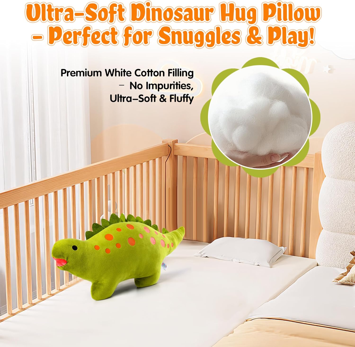 BB FUN HOUSE Dinosaur Pillow Plush Green