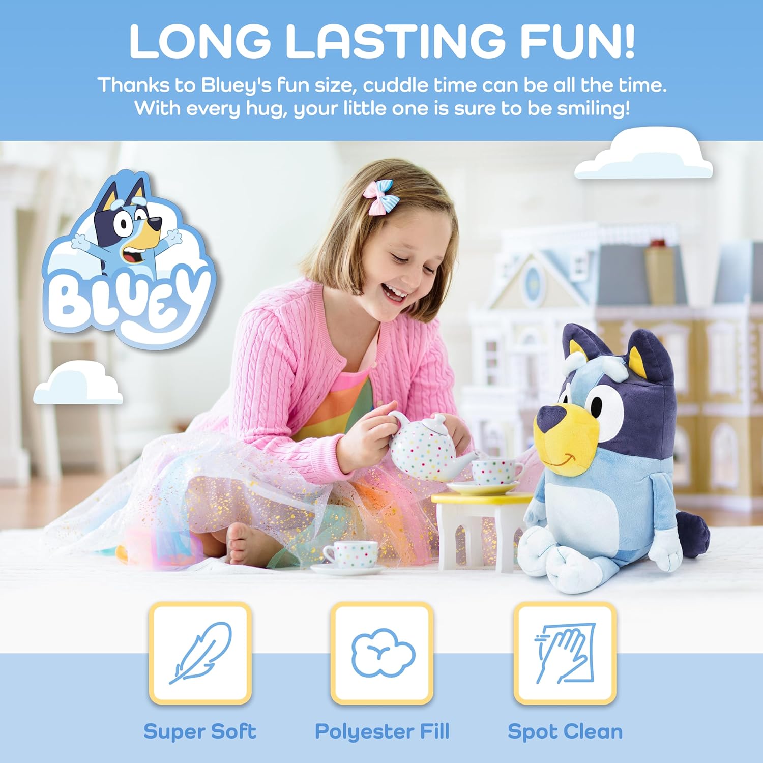 Bluey Plush Pillow Buddy - 19 Inches Soft Support Pillow