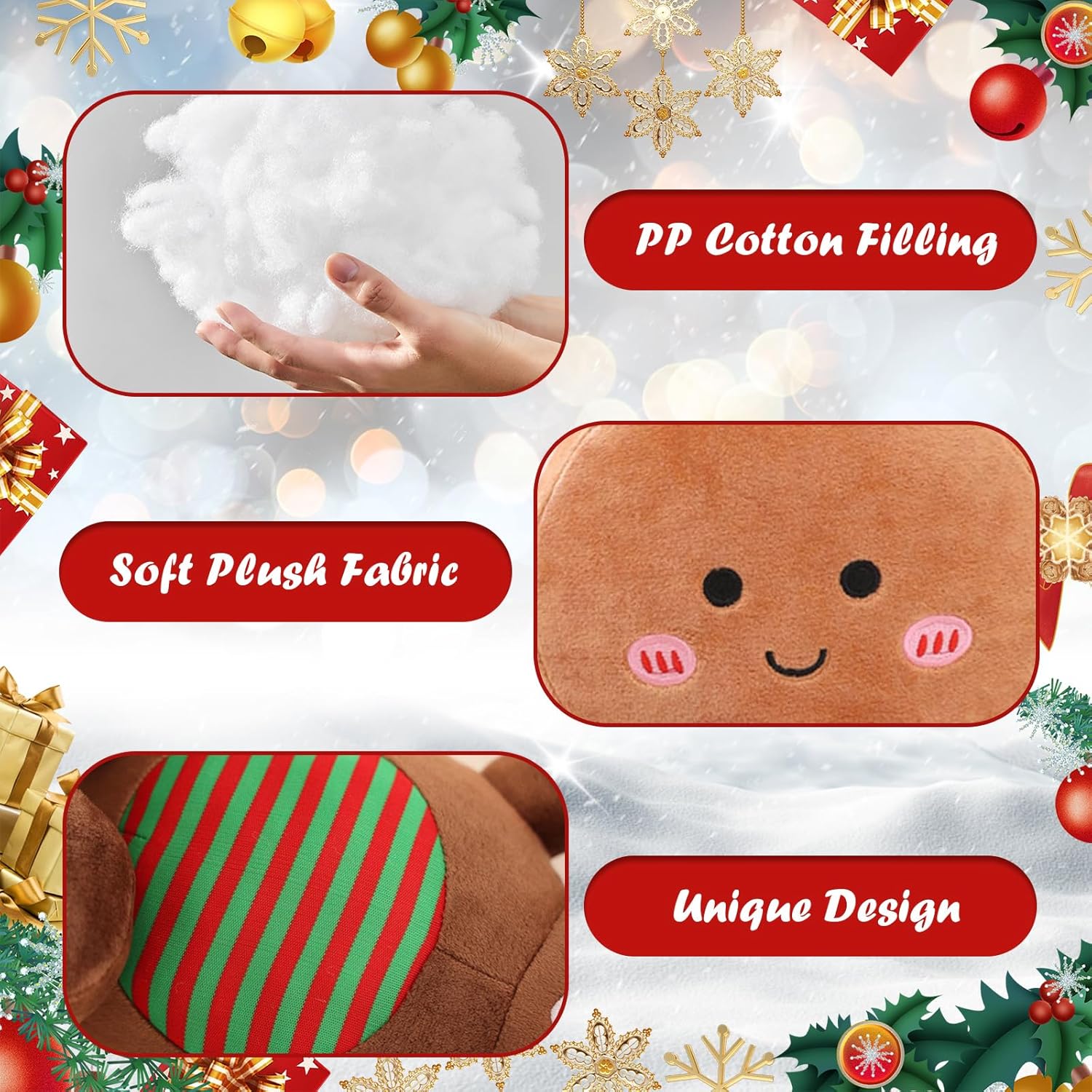 Christmas Gingerbread Man Plush Pillow Decor 1