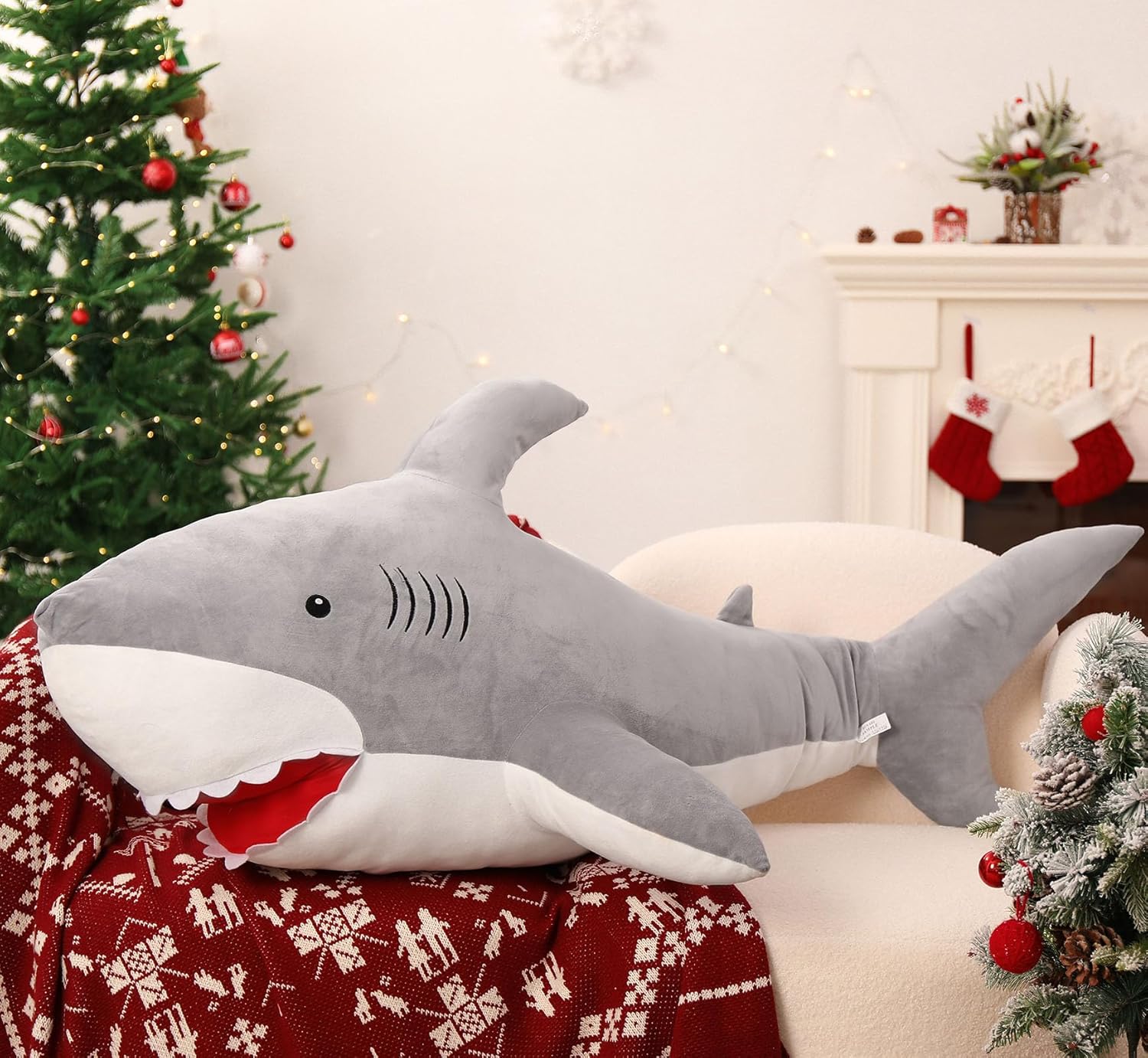 MorisMos Giant Shark Plush Pillow Toy 51 Inch