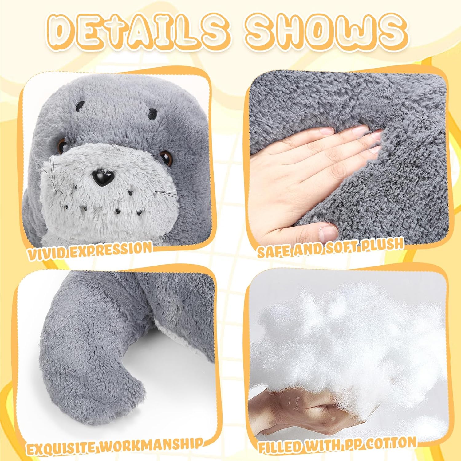 39 Inch Giant Seal Plush Stuffed Animal Cuddle Toy