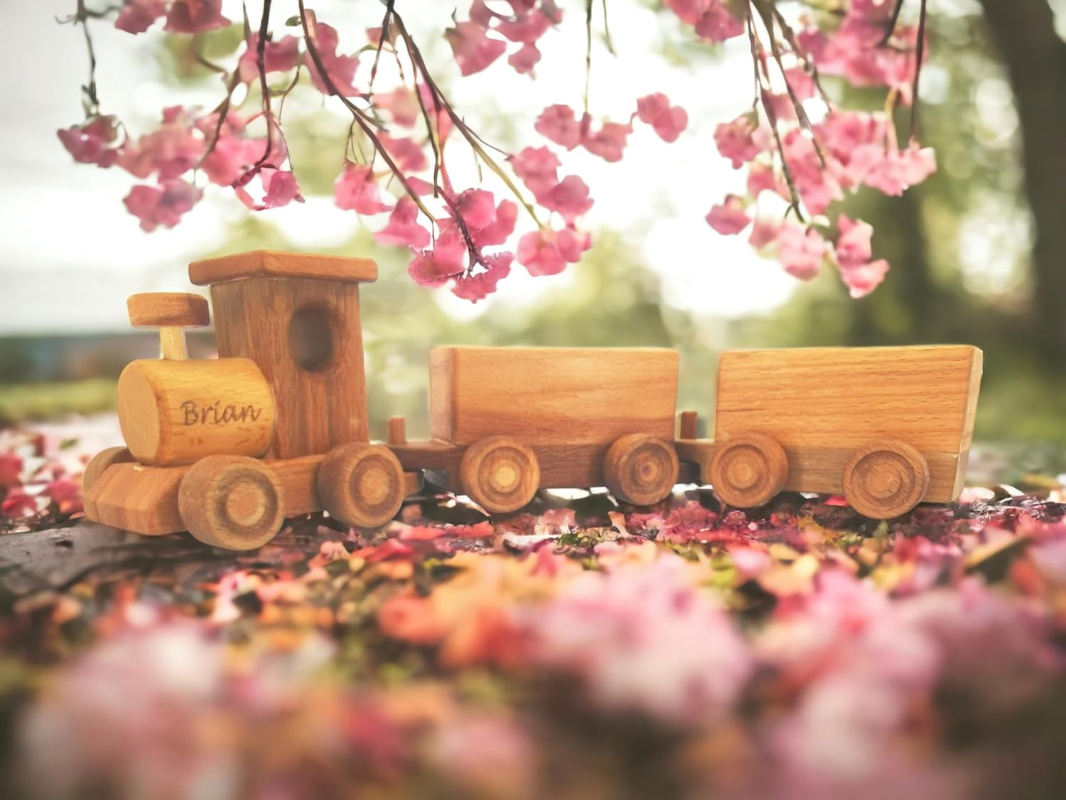 Personalized Wooden Train Set for Toddlers 2-4 Years 1