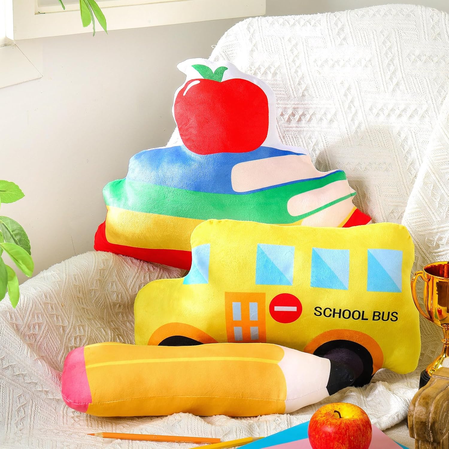 Suzile 3 Pcs 16 Inch Back to School Plush Pillows 1