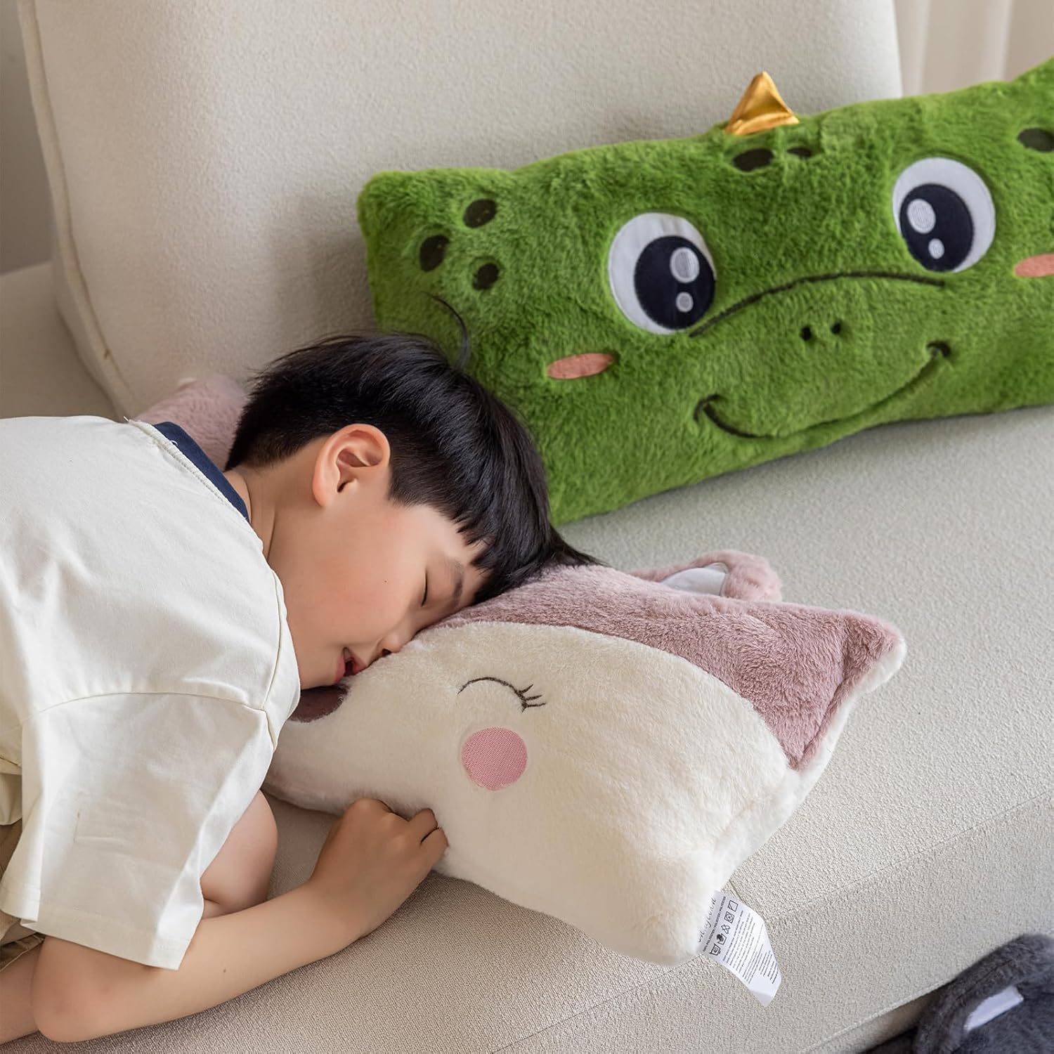 Snugtown Dinosaur Plush Lumbar Pillow - 12x24 Inches Green