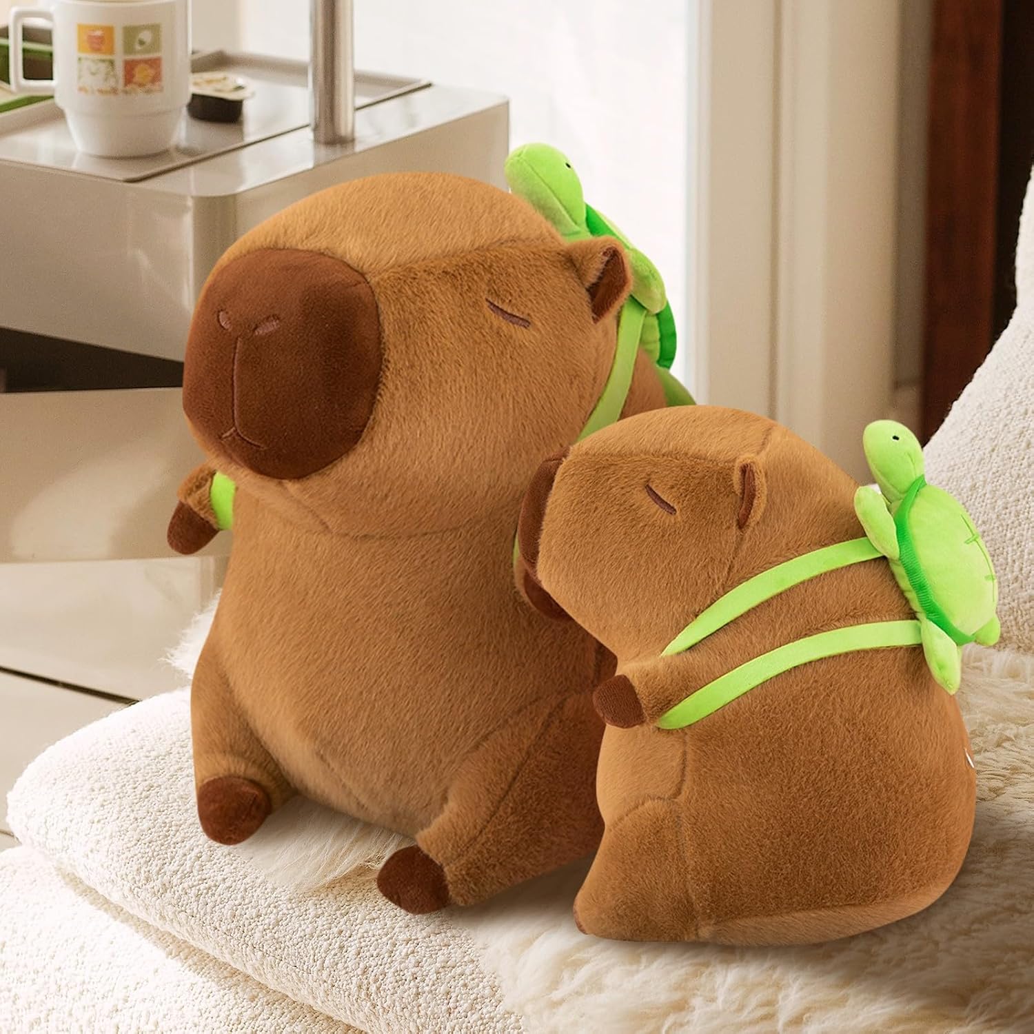 Capybara Plush Stuffed Animal with Turtle Backpack 9 Inch
