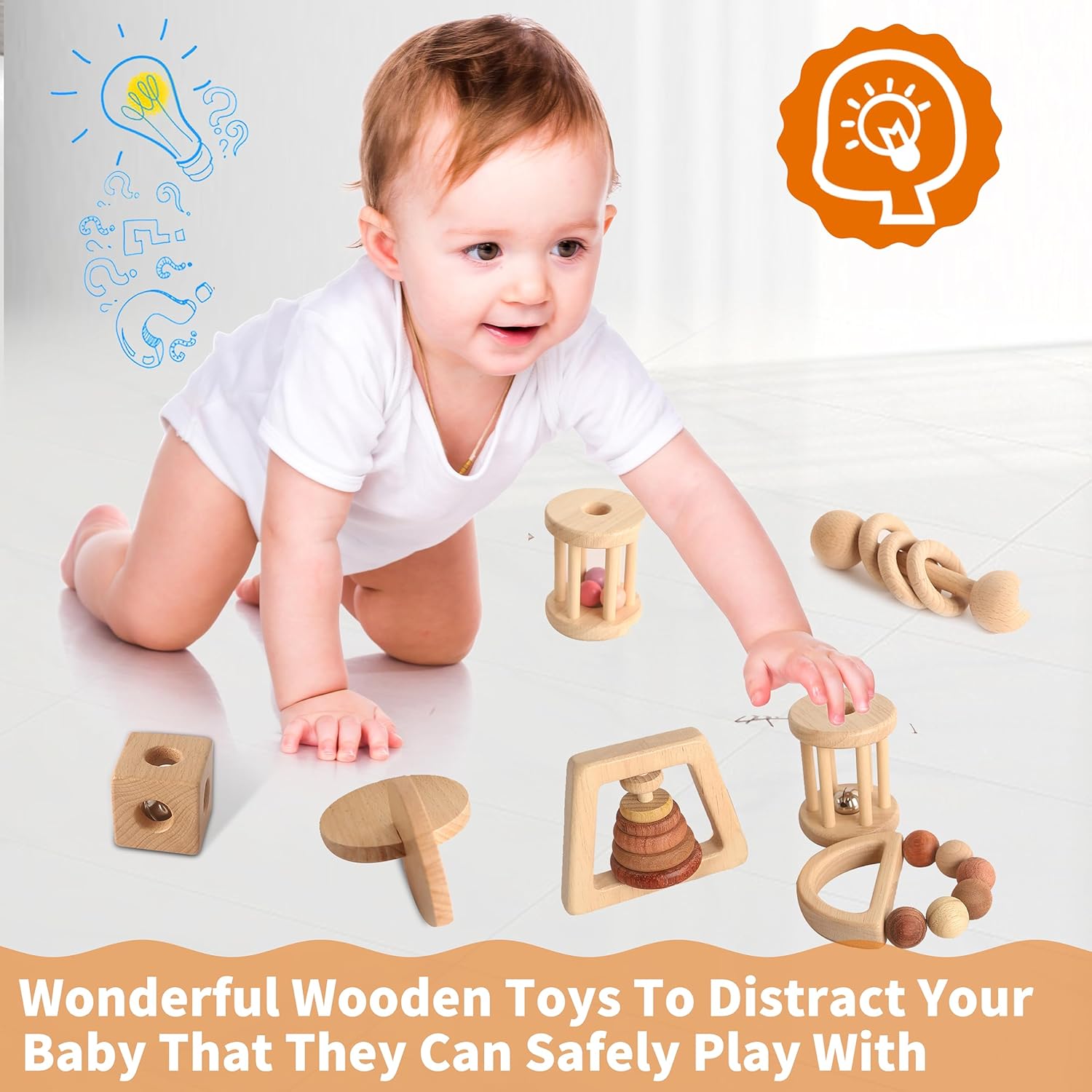 MLYEY Wooden Baby Toy Set 8pcs Montessori Toys for Infants