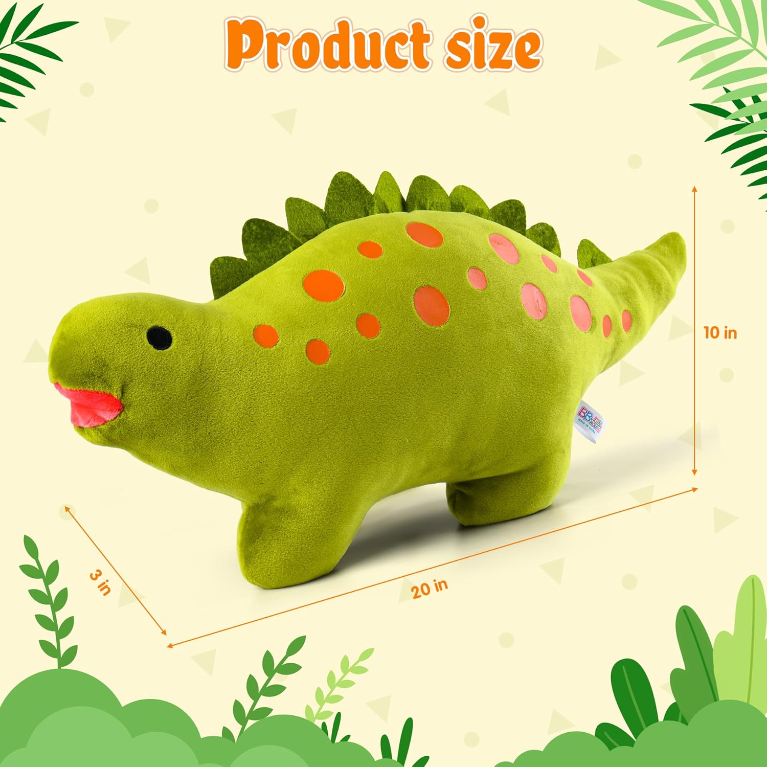 BB FUN HOUSE Dinosaur Pillow Plush Green