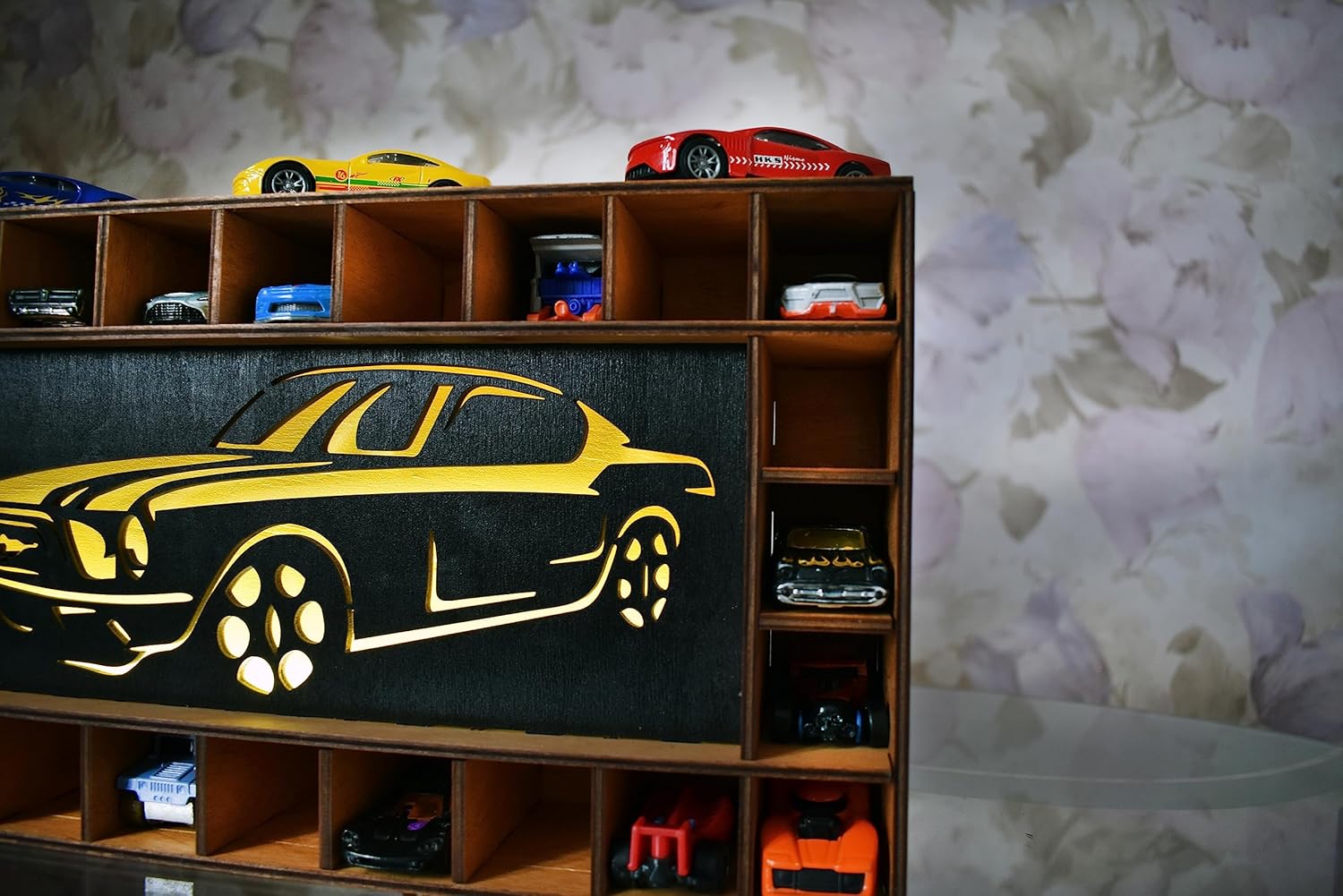 Premium Wooden Toy Car Parking Storage for Kids