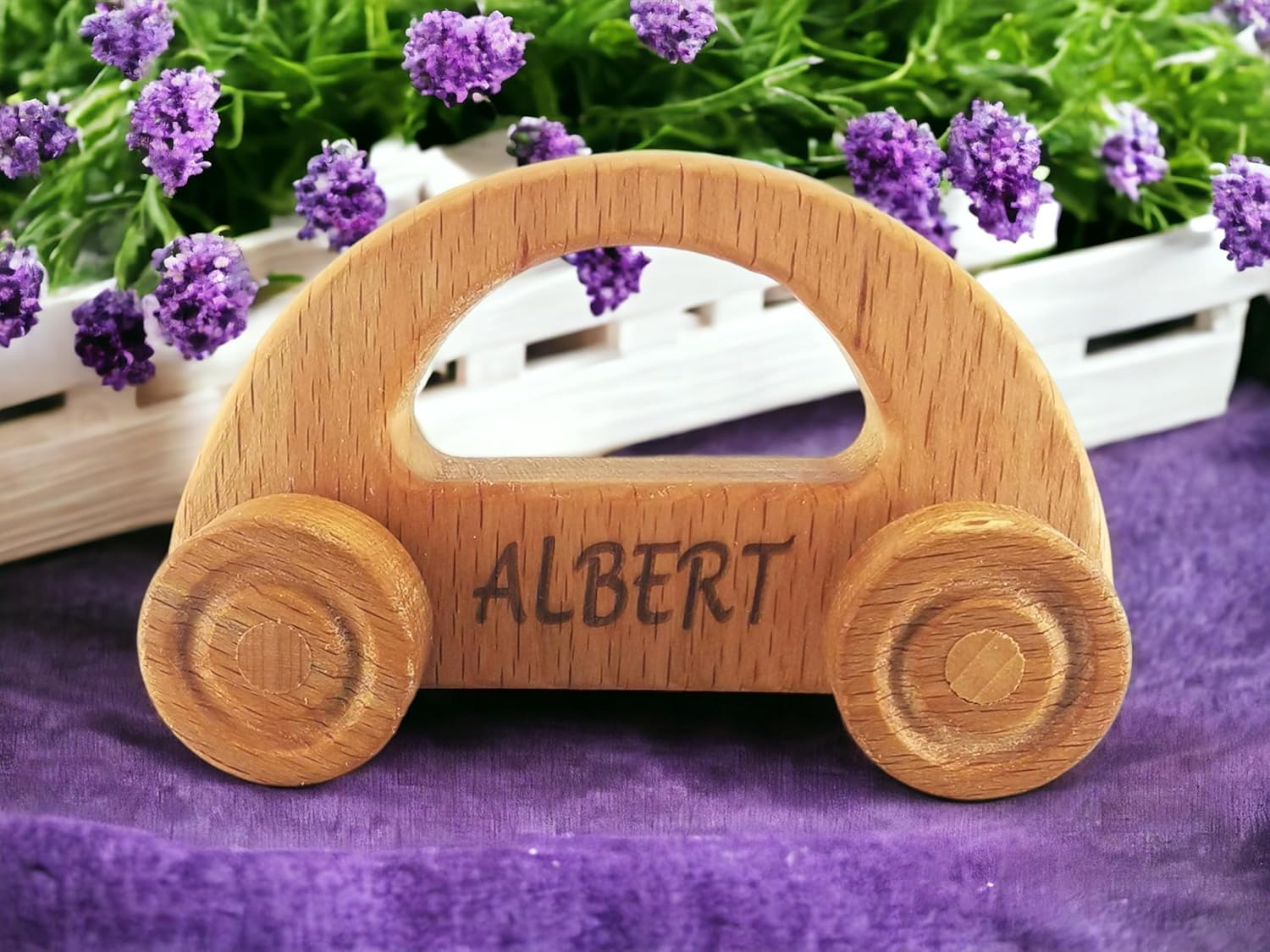 Personalized Wooden Toy Car for Toddlers 1-3 1