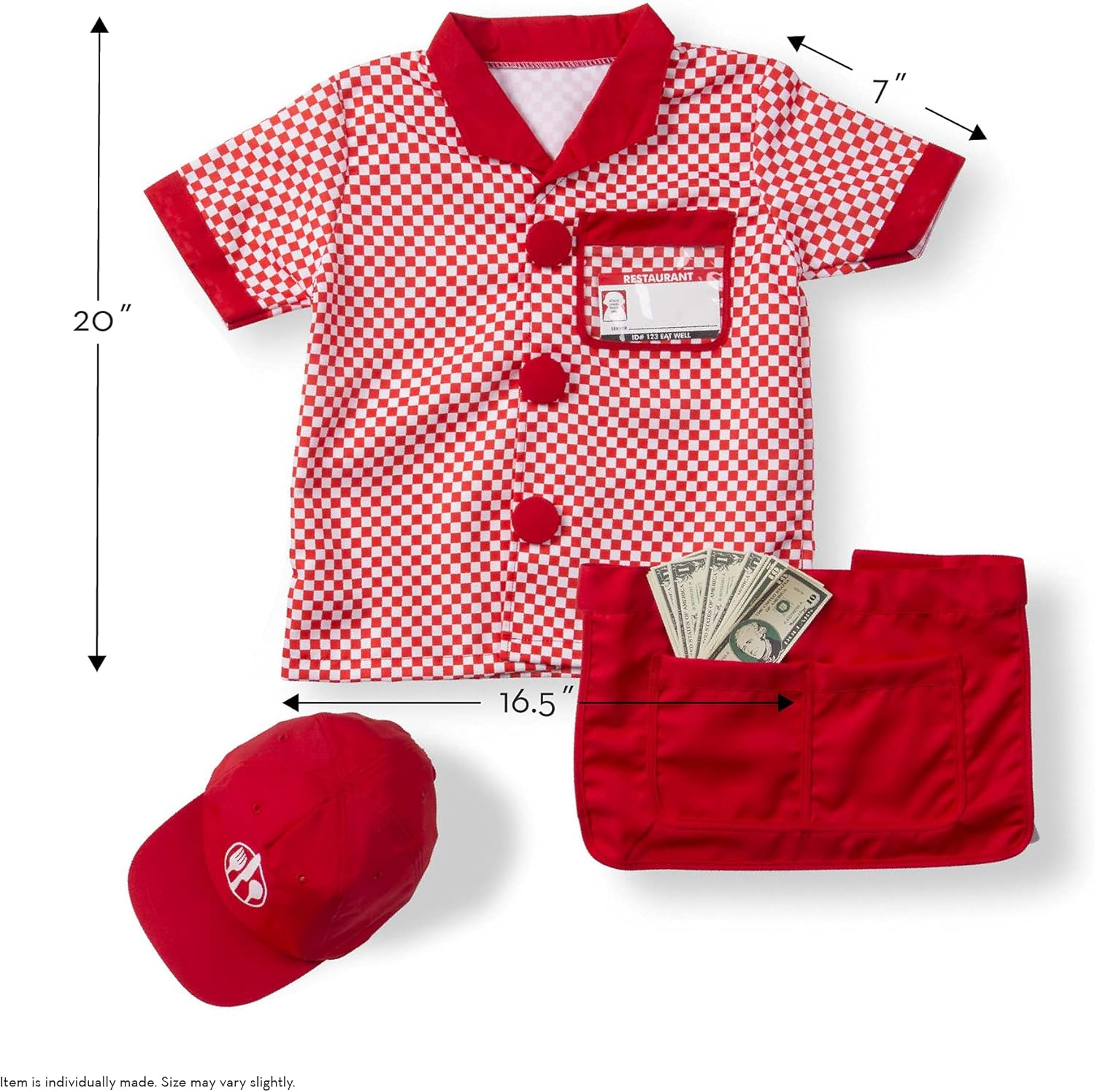 Melissa Doug Server Role Play Costume for Kids Ages 3-6